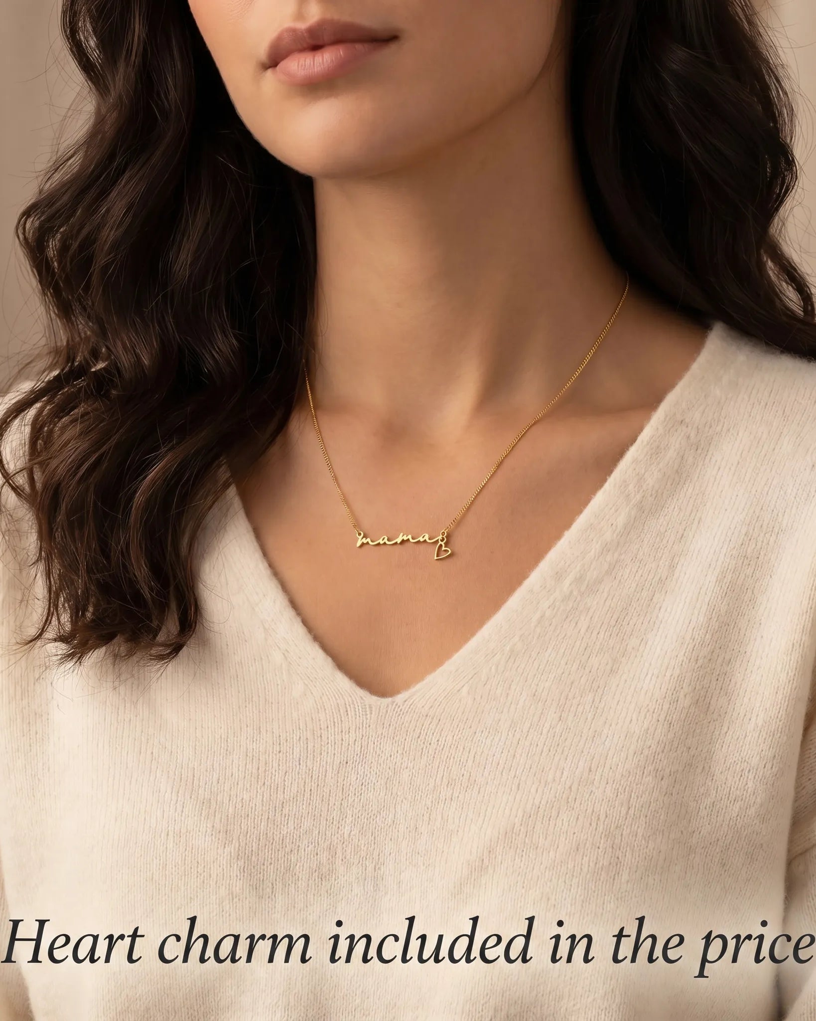 Necklace Mama Necklace & Heart Charm HBD Mama Necklace & Heart Charm