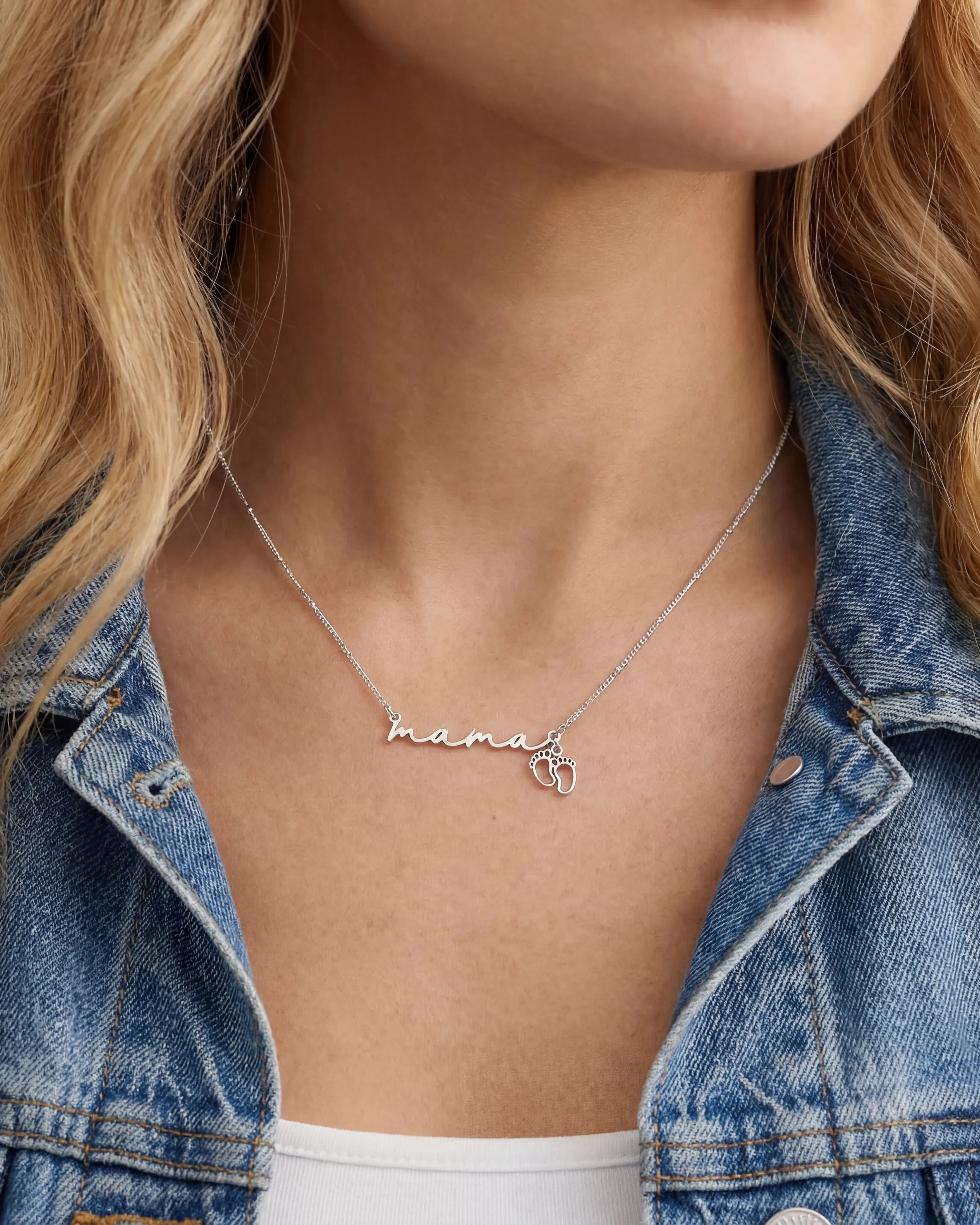 Necklace Mama Necklace with Baby Feet Charm HBD