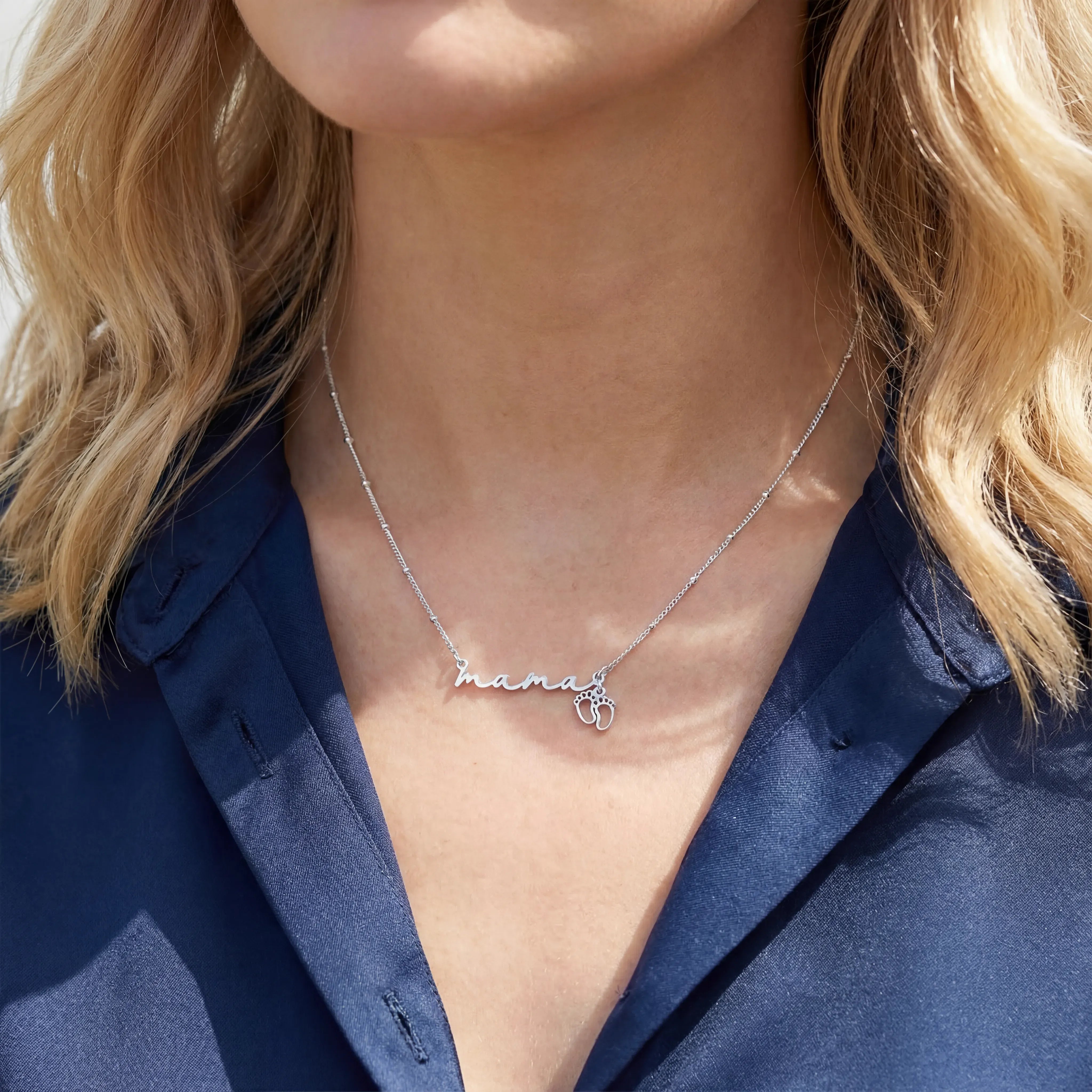 Necklace Mama Necklace with Baby Feet Charm HBD