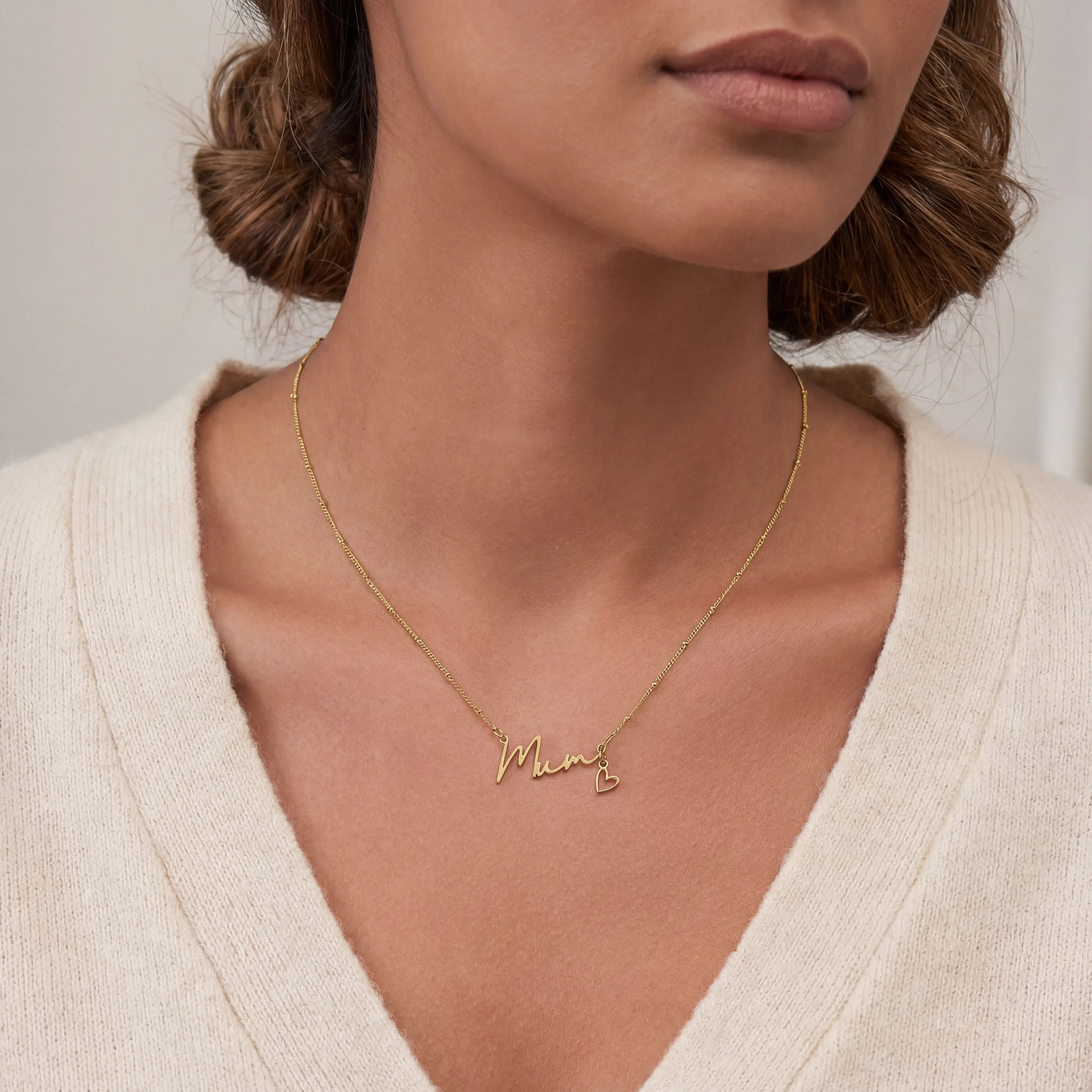 Necklace Mum Necklace with Heart Charm HBD Mum Necklace with Heart Charm in Gold & Silver | Mother's Day Gift