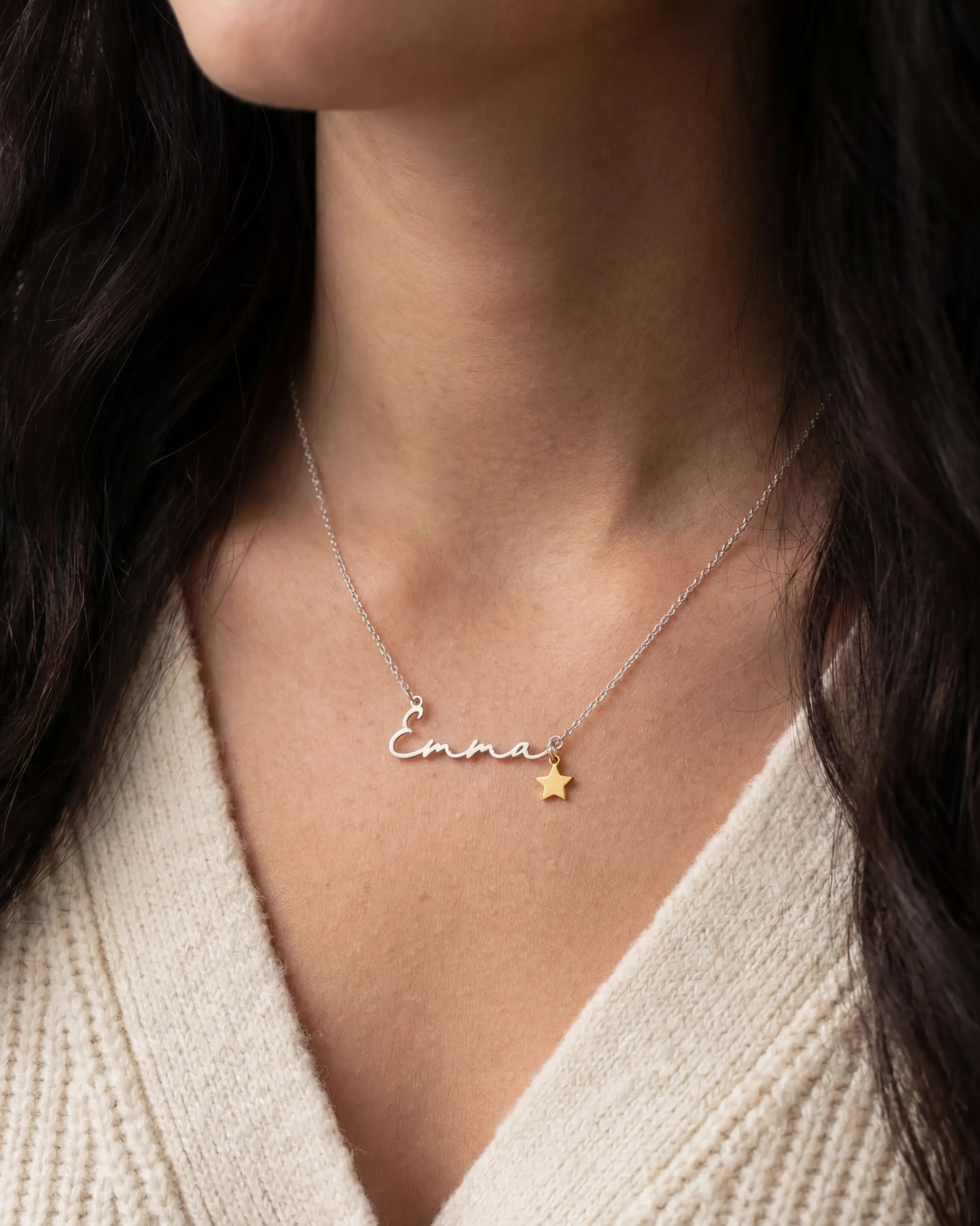 Necklace Name Necklace & Charm HBD Custom Name Necklace with Free Charm – Gold or Silver – Anchor, Satellite or Belcher Chain