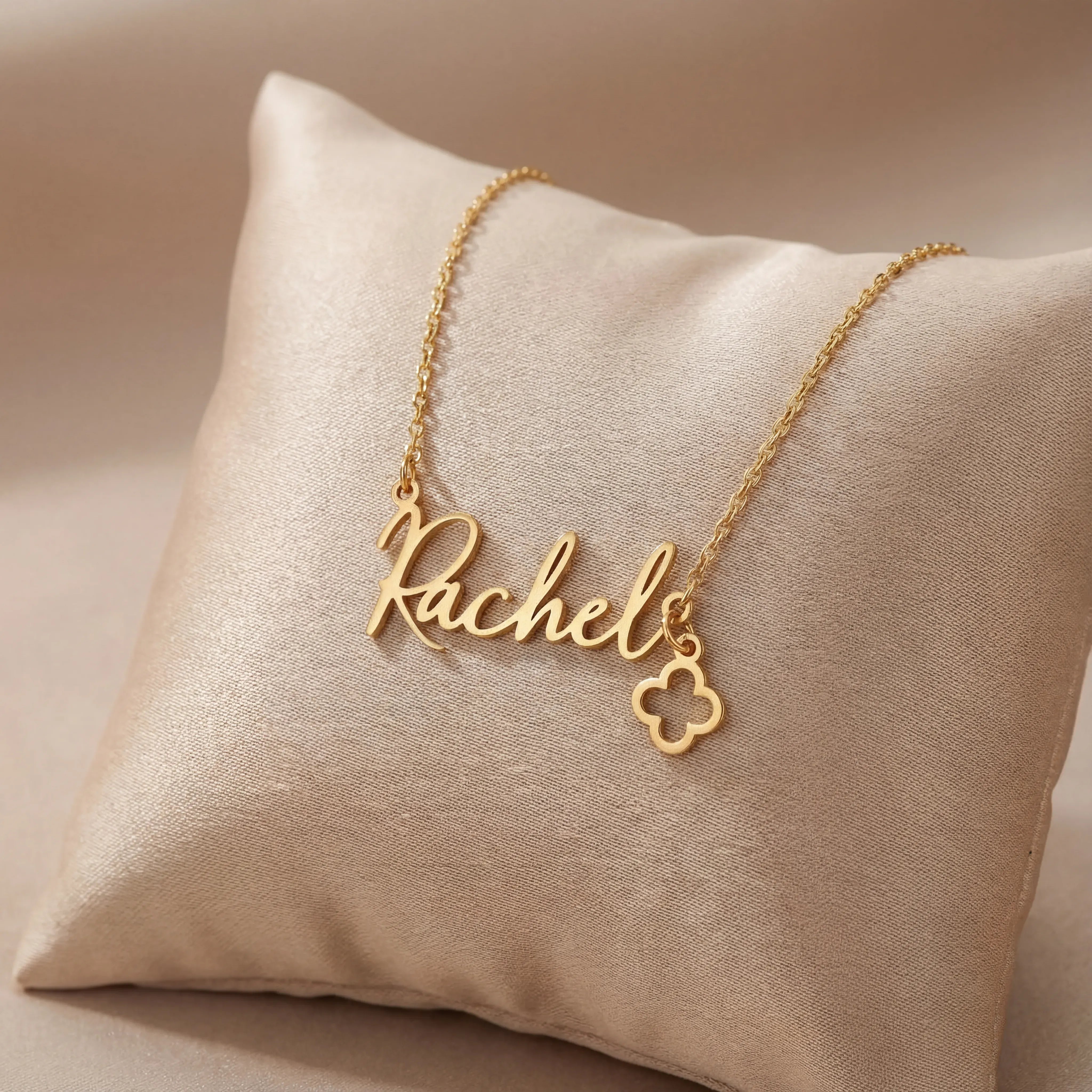 Necklace Name Necklace & Charm HBD Custom Name Necklace with Free Charm – Gold or Silver – Anchor, Satellite or Belcher Chain