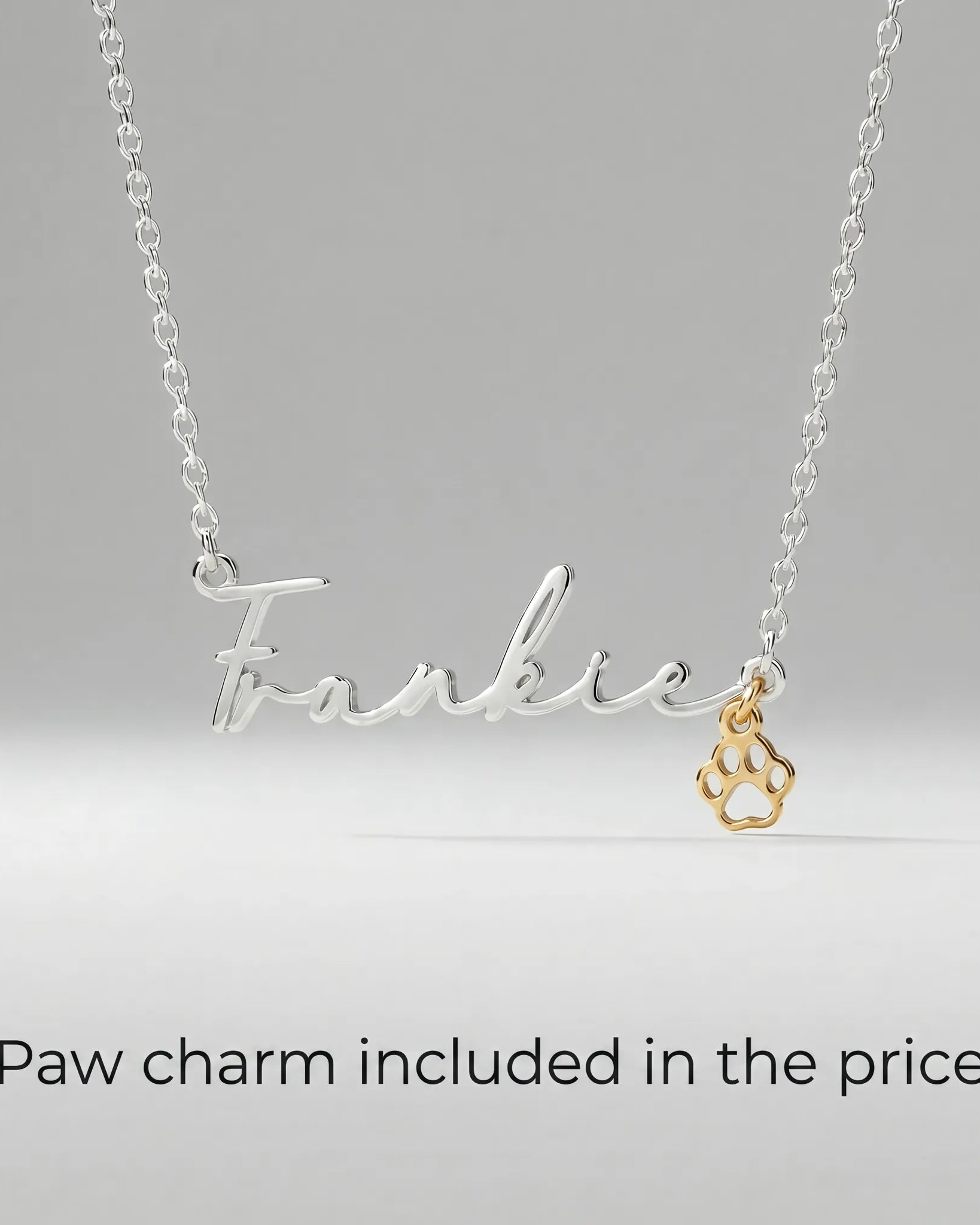 Necklace Name Necklace & Pet Paw Charm HBD Name Necklace & Pet Paw Charm - Dog / Cat Paw Personalised Name Necklace
