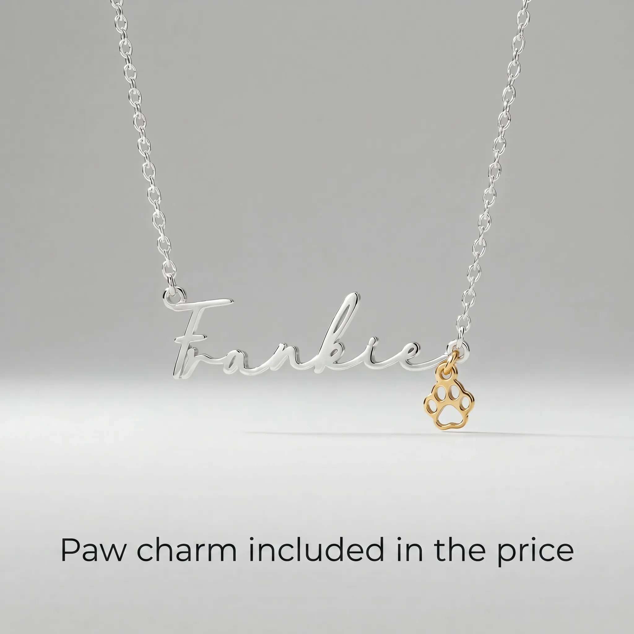 Necklace Name Necklace & Pet Paw Charm HBD Name Necklace & Pet Paw Charm - Dog / Cat Paw Personalised Name Necklace