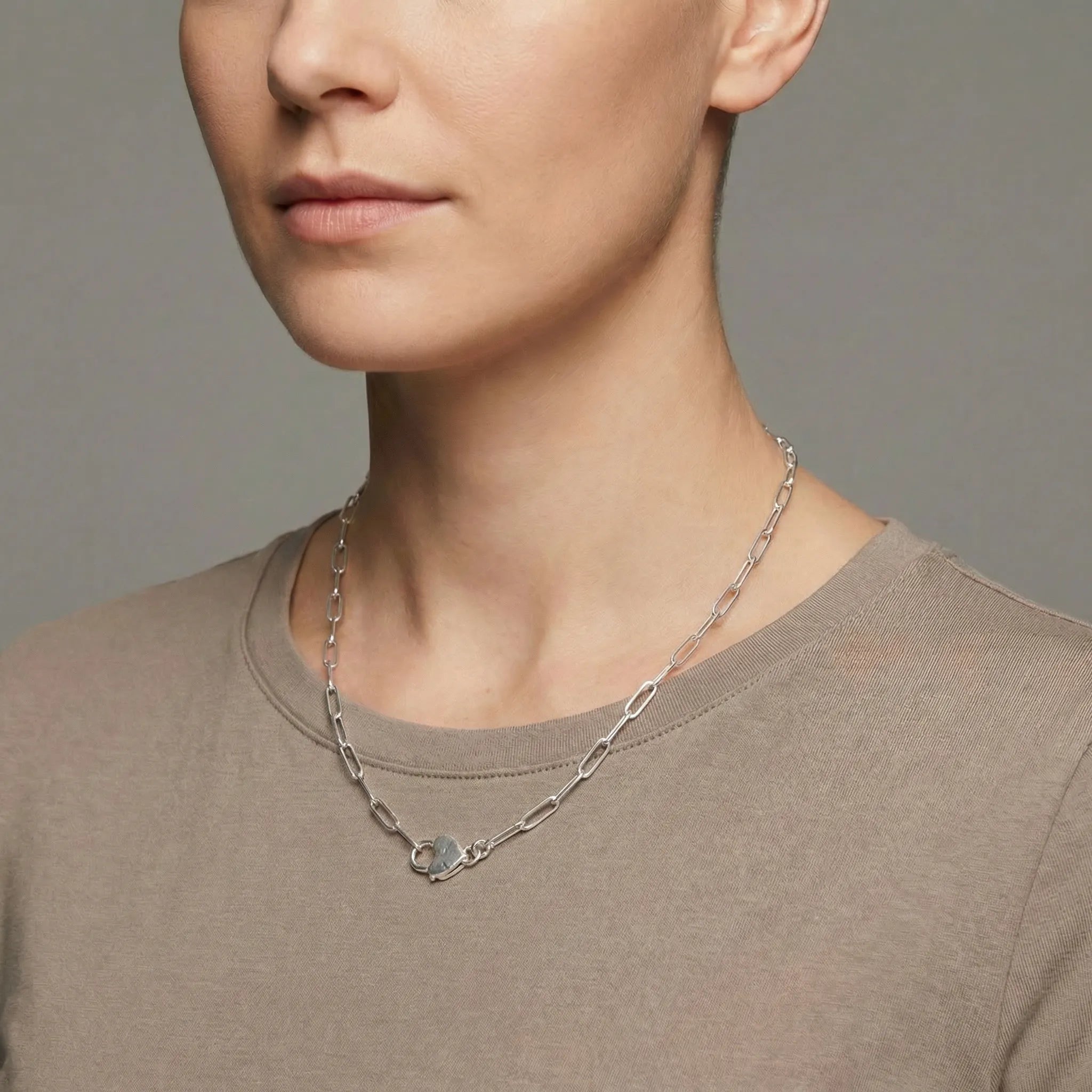 Necklace Paperclip Chain with Heart Padlock HBD Paperclip Chain with Heart Padlock