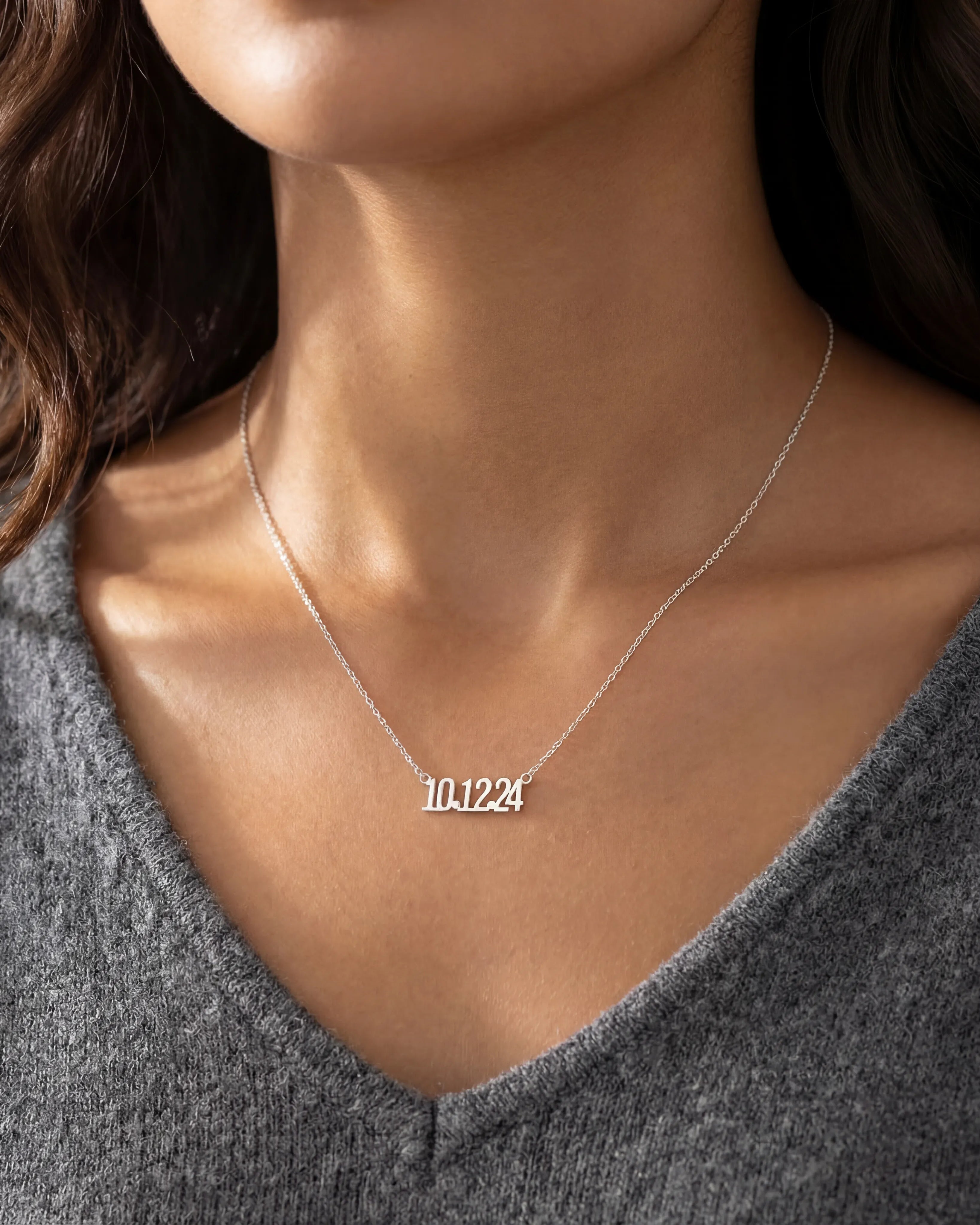 Necklace Personalised Date of Birth Necklace HBD Personalised Date of Birth Necklace in Gold or Silver – Custom Date Necklace Gift