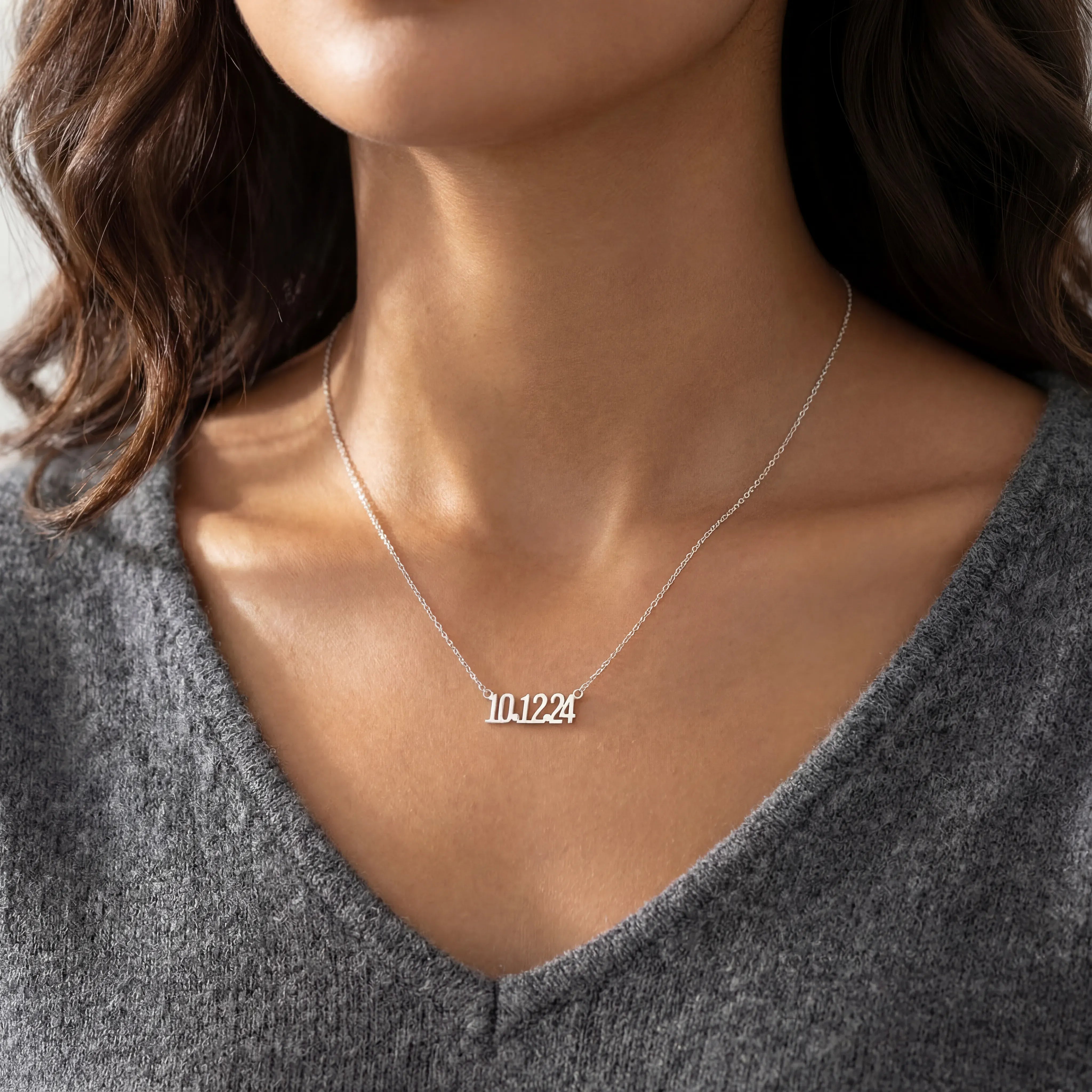 Necklace Personalised Date of Birth Necklace HBD Personalised Date of Birth Necklace in Gold or Silver – Custom Date Necklace Gift