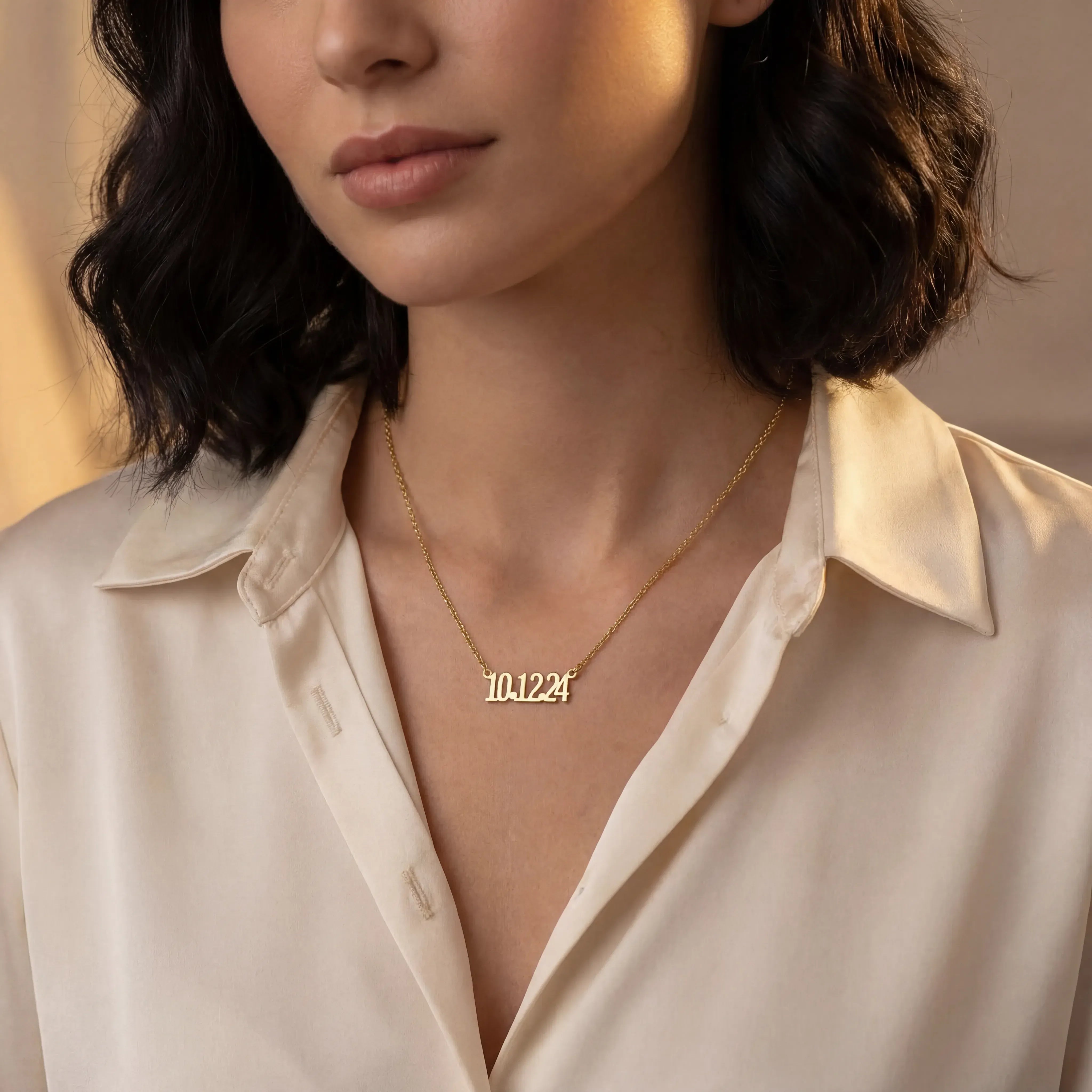 Necklace Personalised Date of Birth Necklace HBD Personalised Date of Birth Necklace in Gold or Silver – Custom Date Necklace Gift