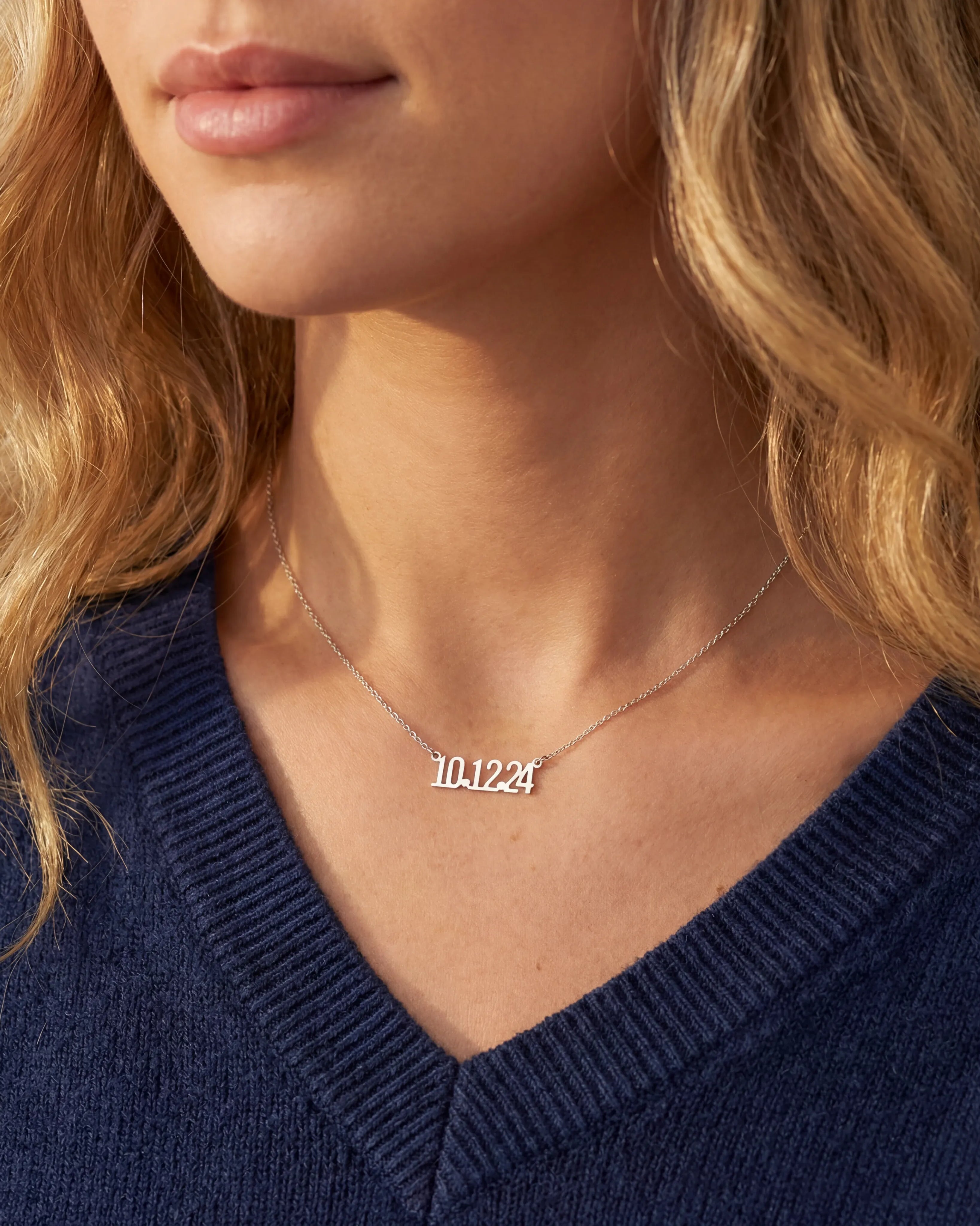 Necklace Personalised Date of Birth Necklace HBD Personalised Date of Birth Necklace in Gold or Silver – Custom Date Necklace Gift