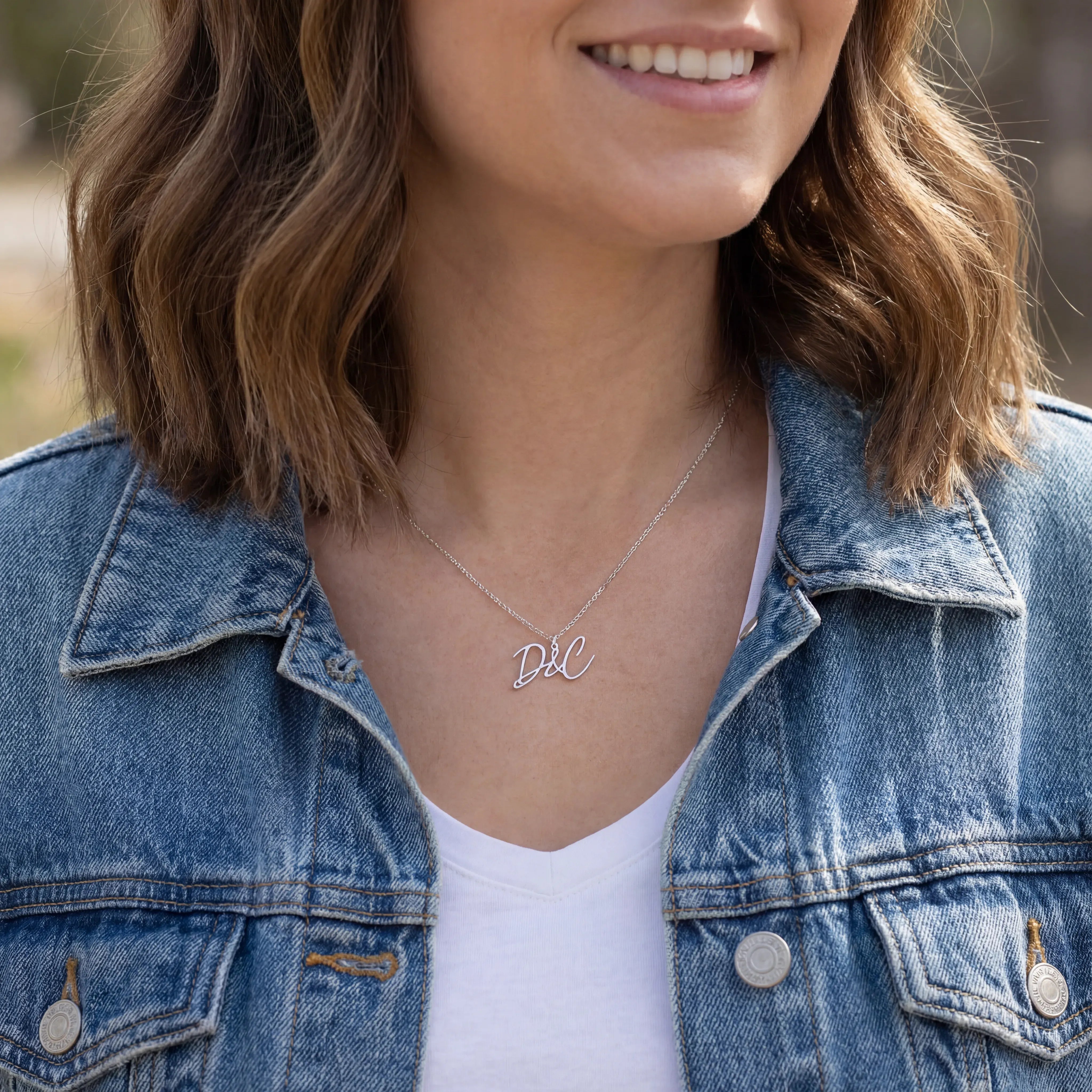 Necklace Personalised Double Letter Initial Necklace HBD