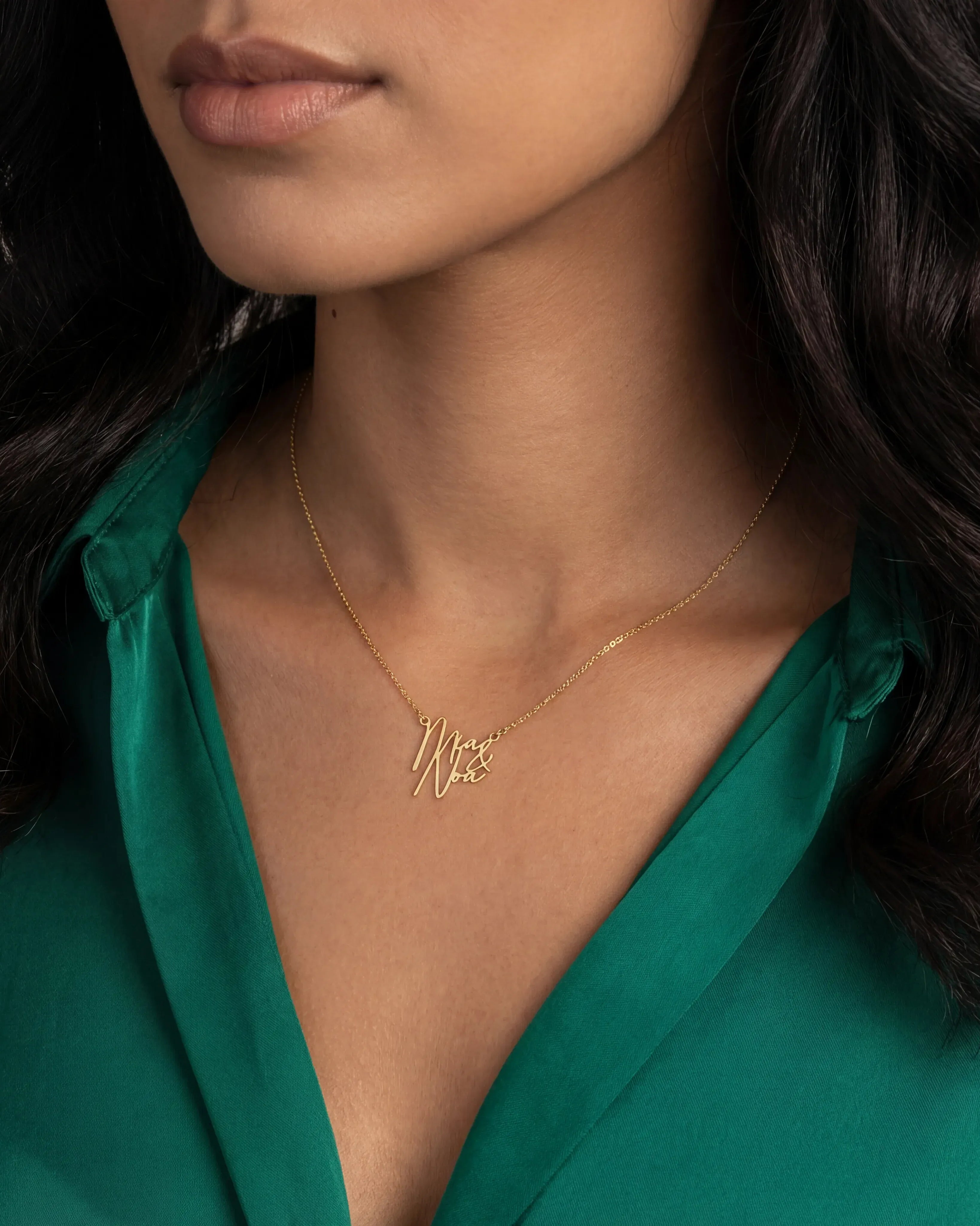 Necklace Stacked Double Name Necklace HBD Stacked Double Name Necklace in Gold or Silver