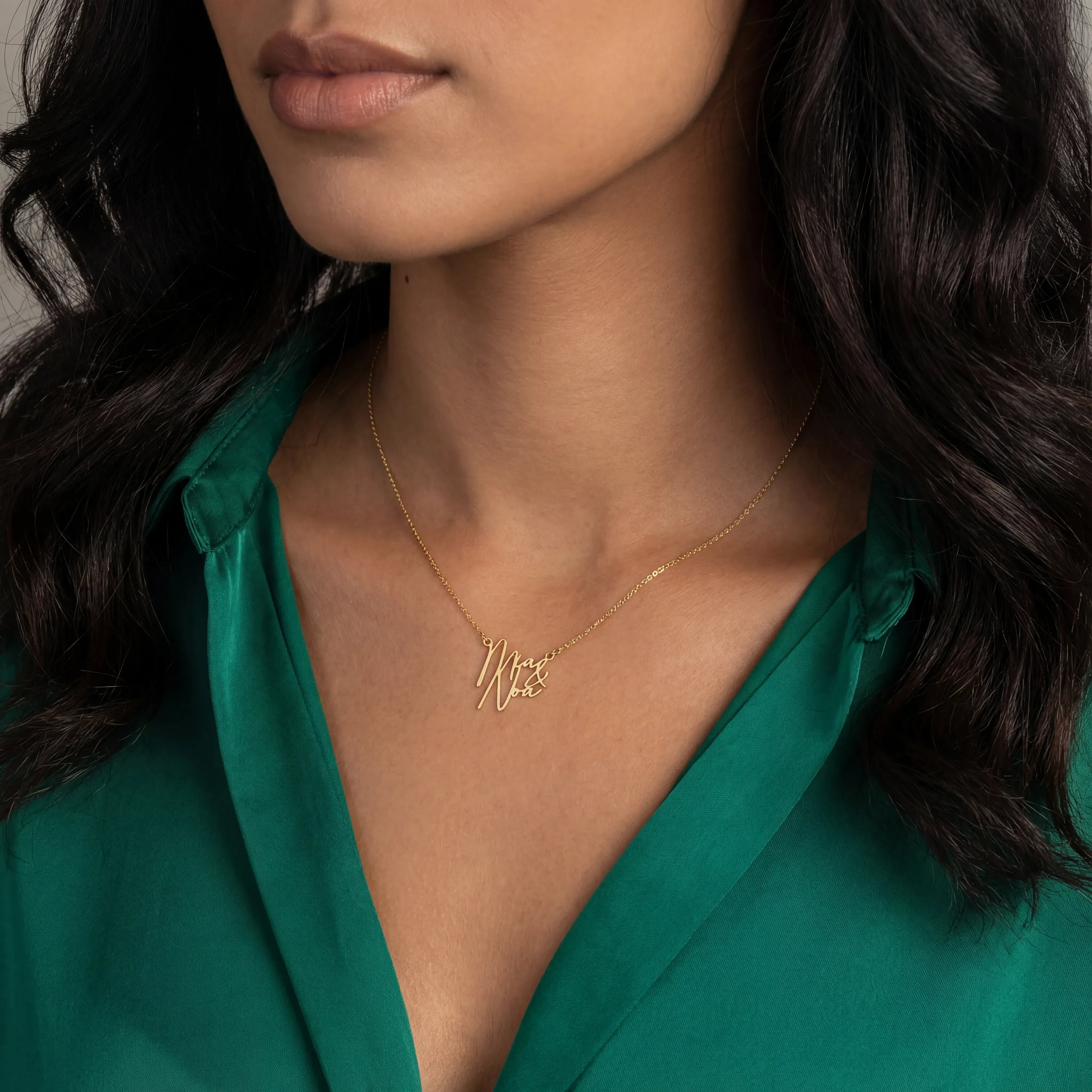 Necklace Stacked Double Name Necklace HBD Stacked Double Name Necklace in Gold or Silver