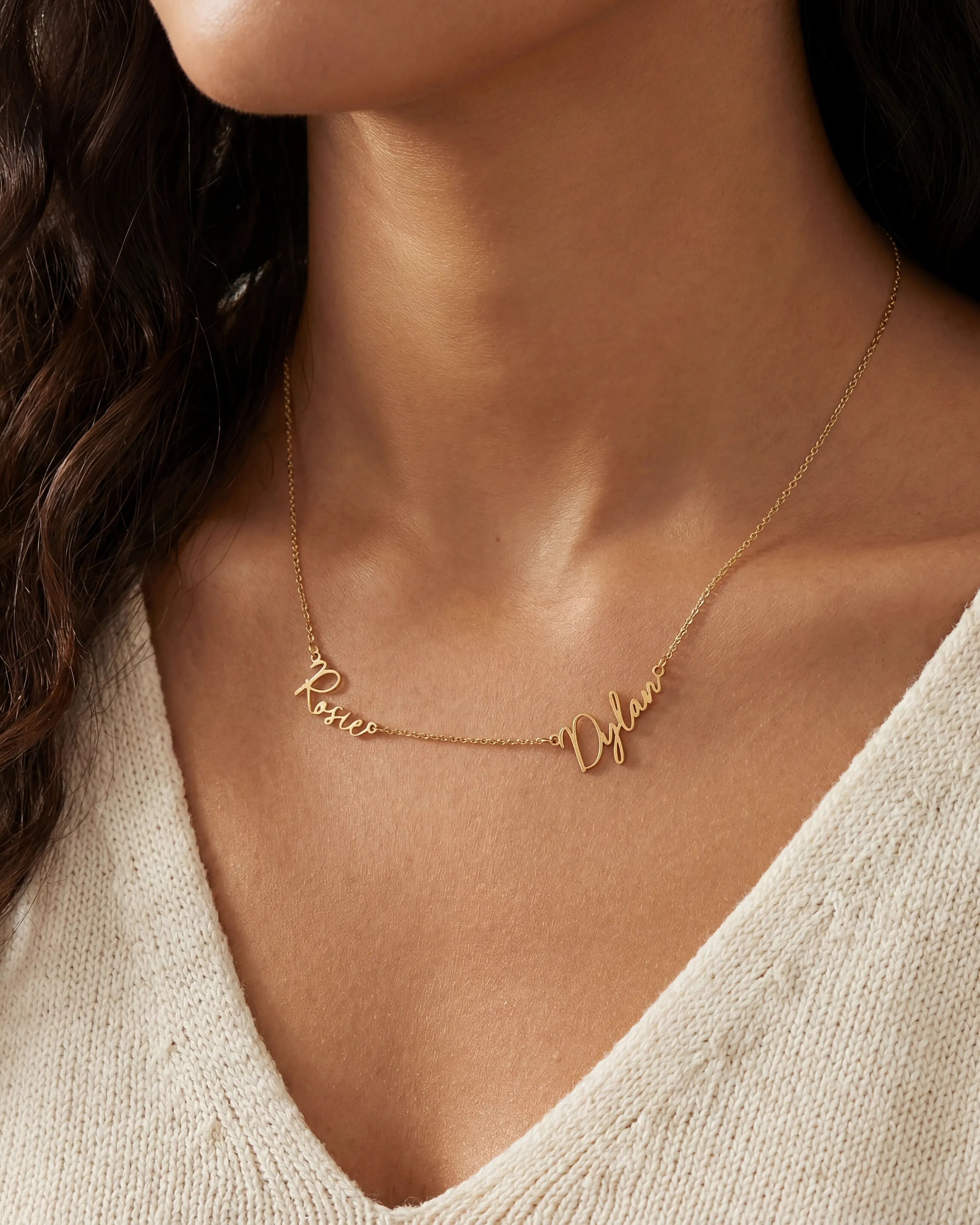 Necklace Personalised Double Name Necklace HBD Signature Double Name Necklace - Perfect Your Own Two Name Design