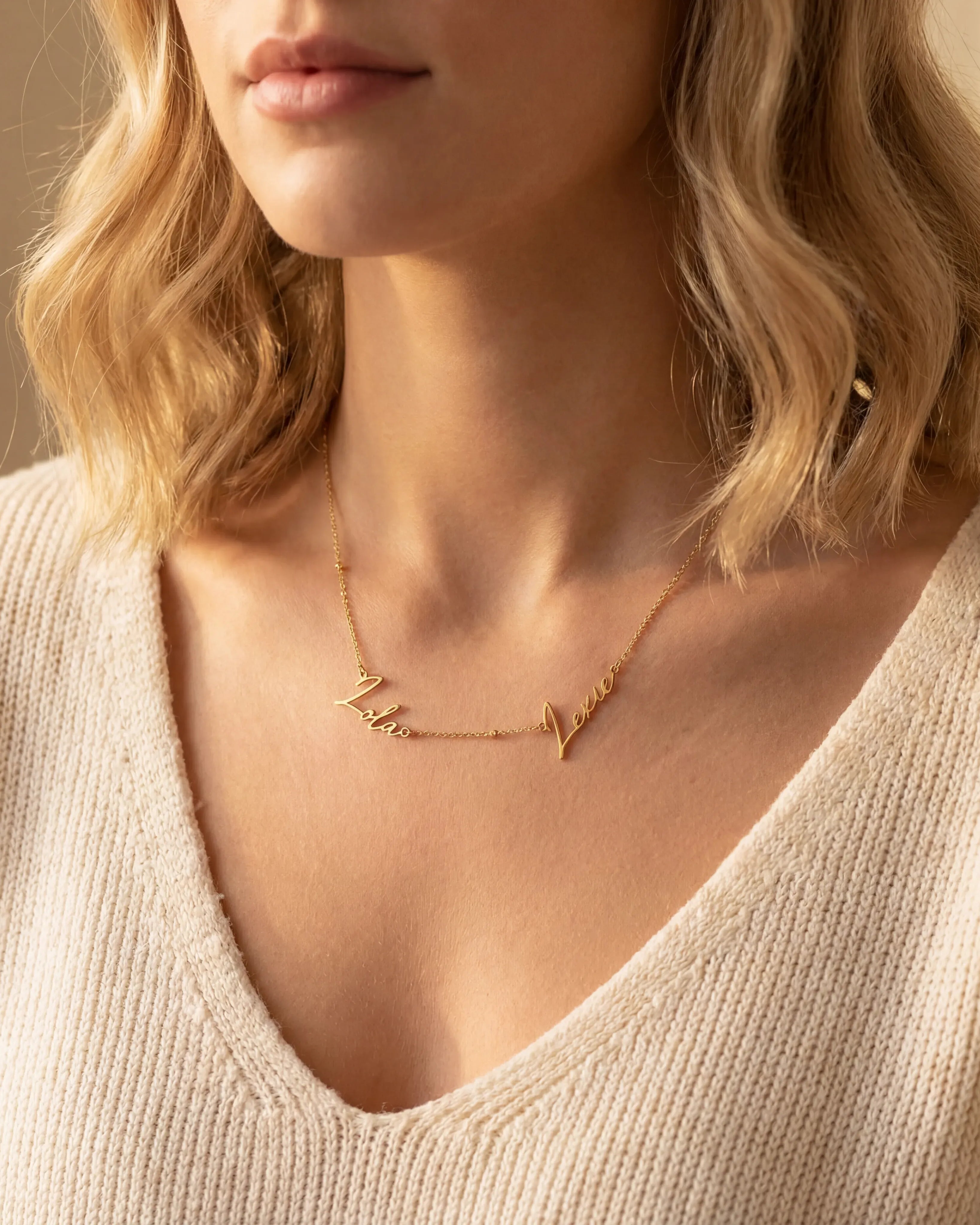 Necklace Personalised Double Name Necklace HBD Signature Double Name Necklace - Perfect Your Own Two Name Design