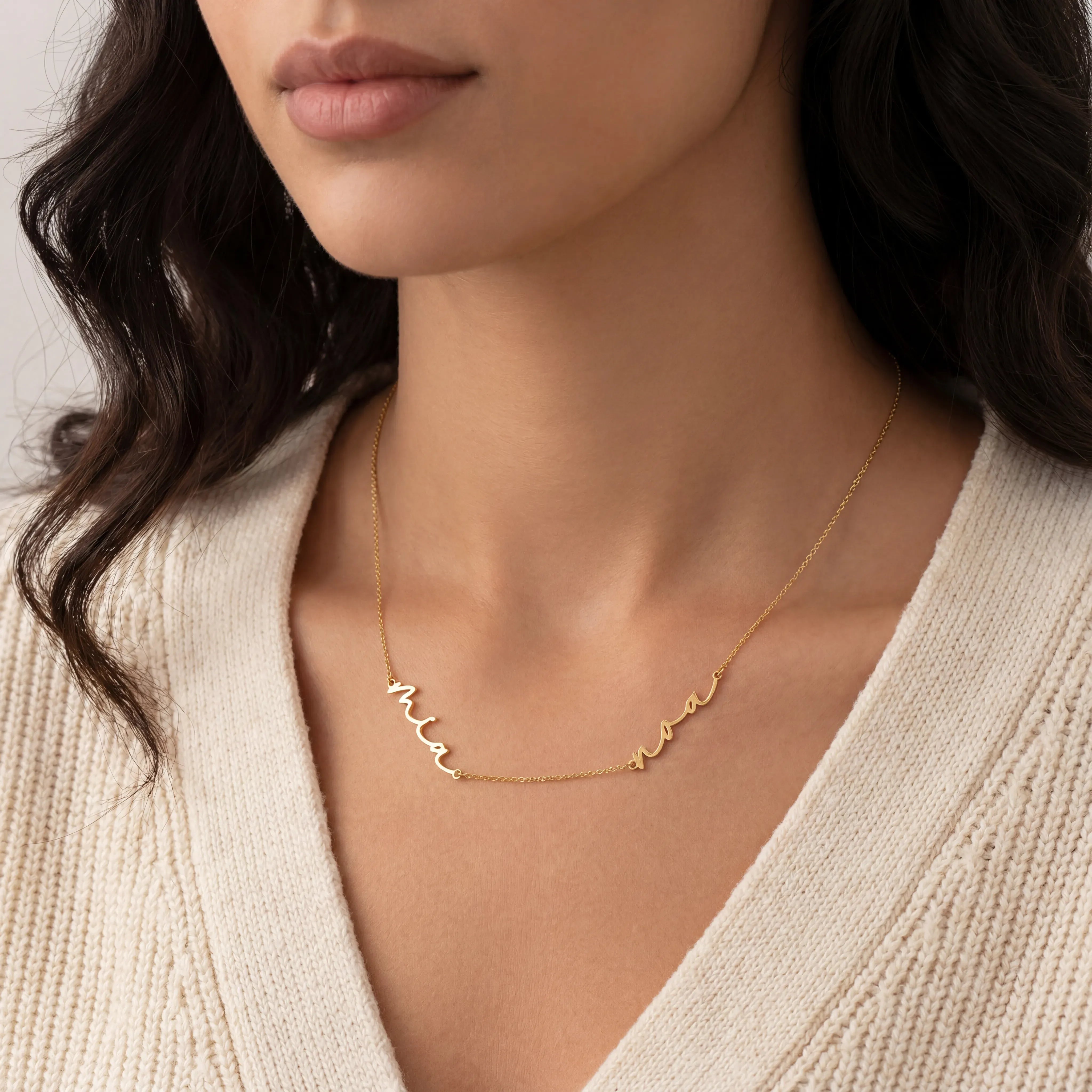 Necklace Personalised Double Name Necklace HBD Signature Double Name Necklace - Perfect Your Own Two Name Design