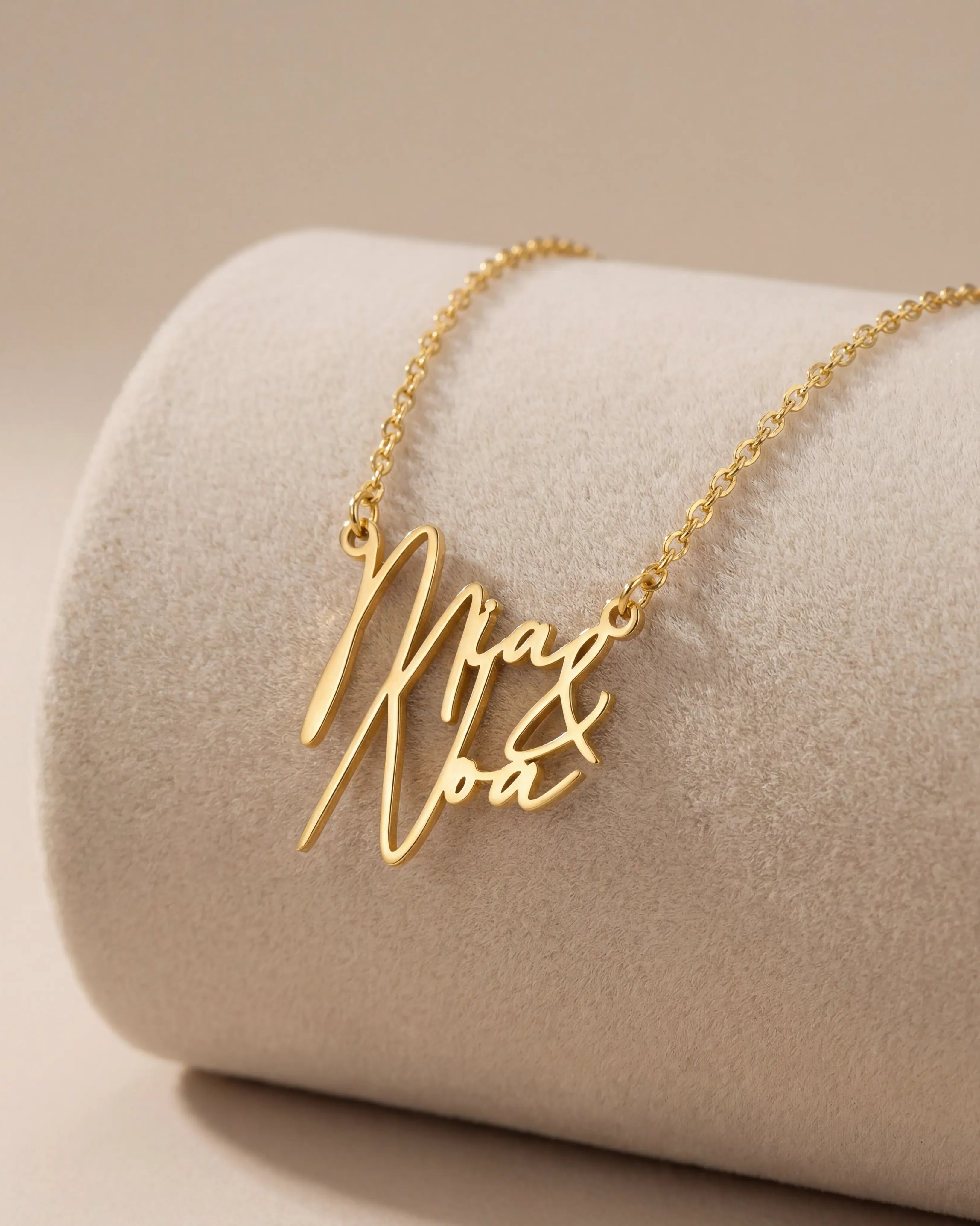 Necklace Stacked Double Name Necklace HBD Stacked Double Name Necklace in Gold or Silver