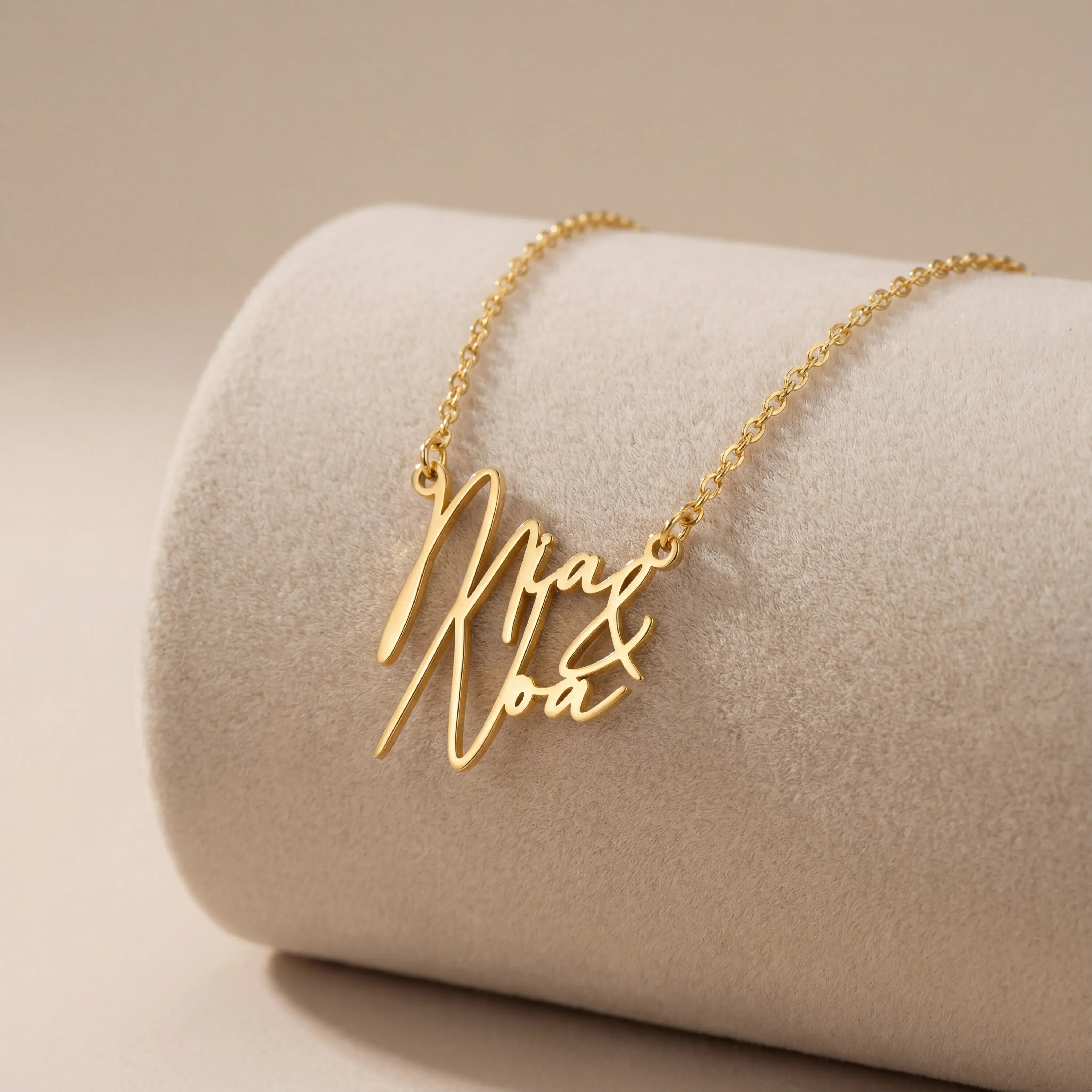 Necklace Stacked Double Name Necklace HBD Stacked Double Name Necklace in Gold or Silver