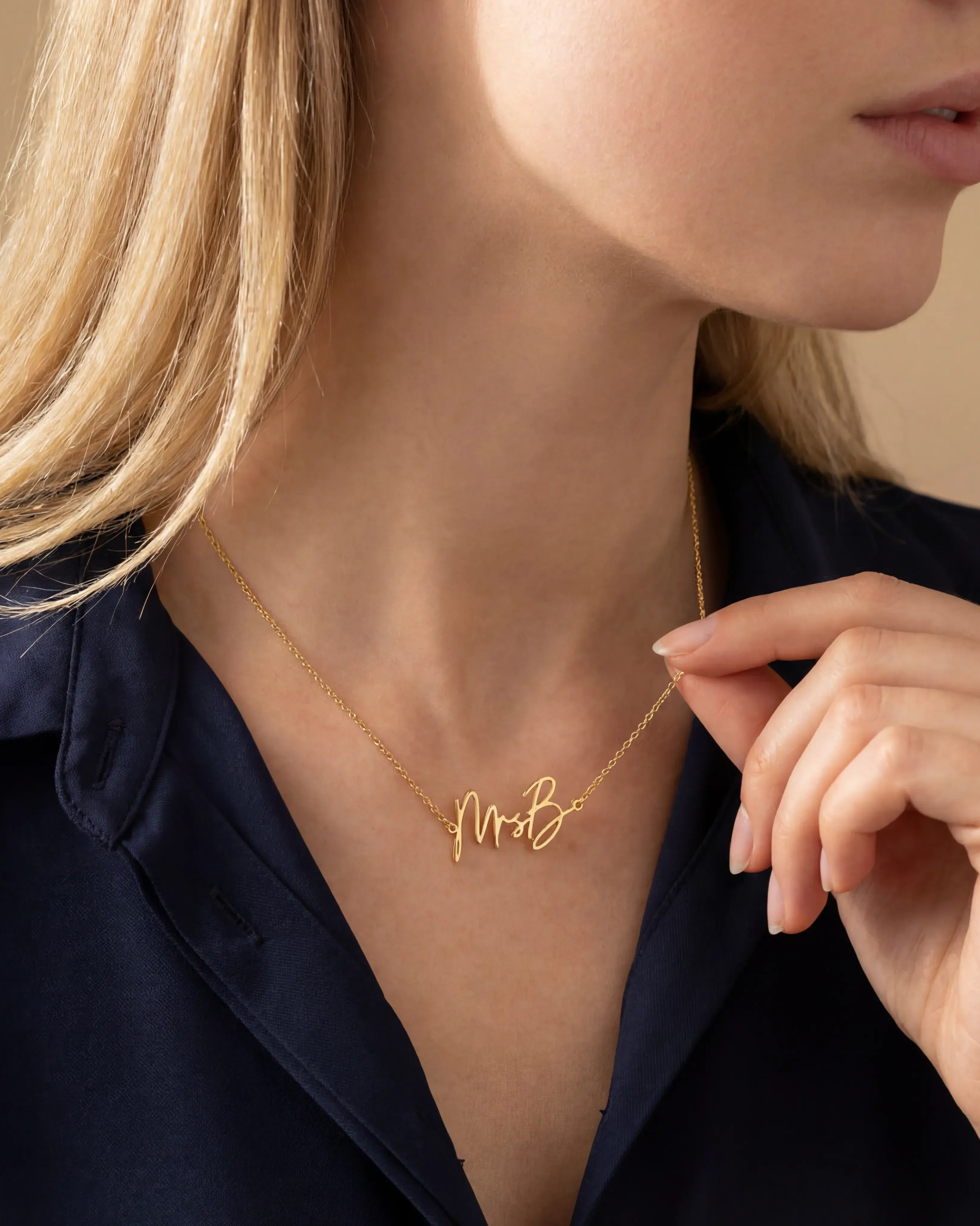 Necklace Personalised Mrs Necklace HBD Personalised Mrs Necklace in Gold, Silver or Vermeil – Bridal Name Jewellery Gift