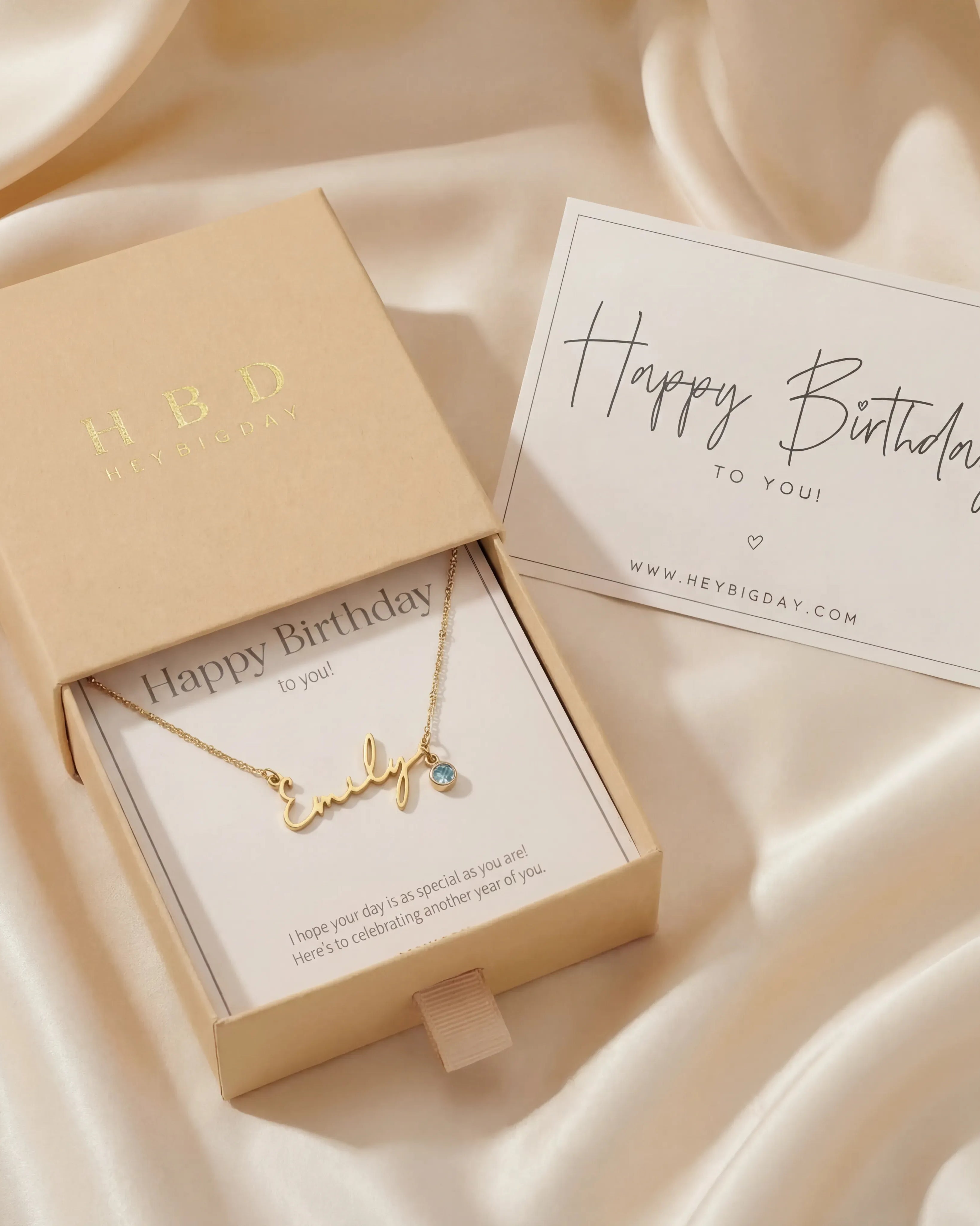Necklace Personalised Name & Card Gift Set HBD Personalised Name & Card Gift Set – Birthday, Bridesmaid Proposal & Bride-to-Be Gifts