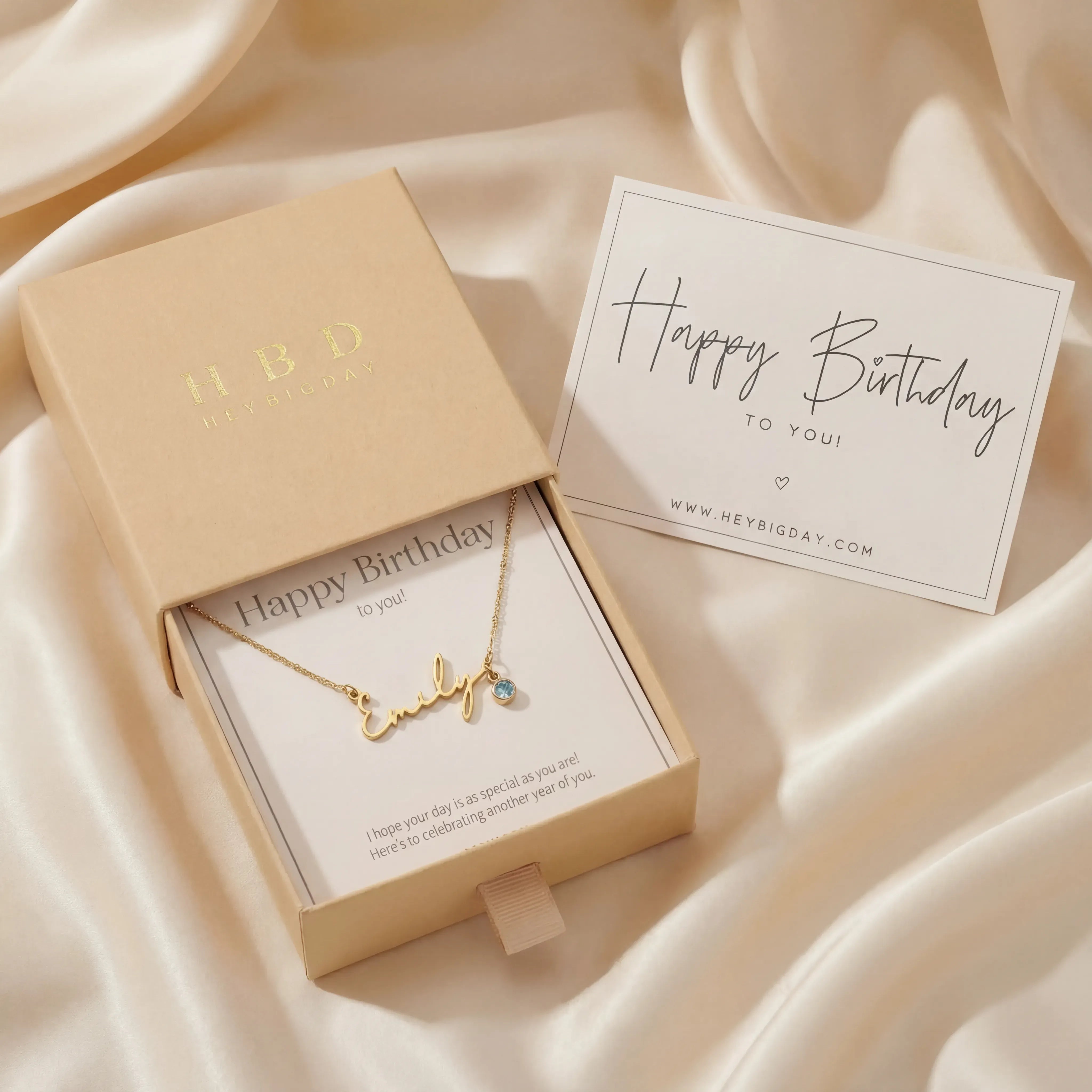 Necklace Personalised Name & Card Gift Set HBD Personalised Name & Card Gift Set – Birthday, Bridesmaid Proposal & Bride-to-Be Gifts
