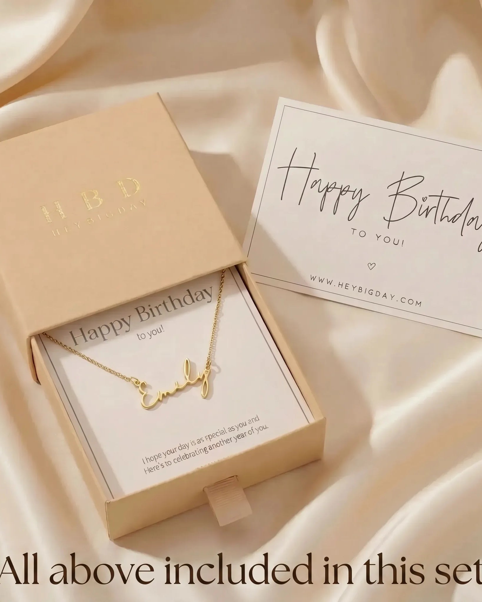 Necklace Personalised Name & Card Gift Set HBD Personalised Name & Card Gift Set – Birthday, Bridesmaid Proposal & Bride-to-Be Gifts