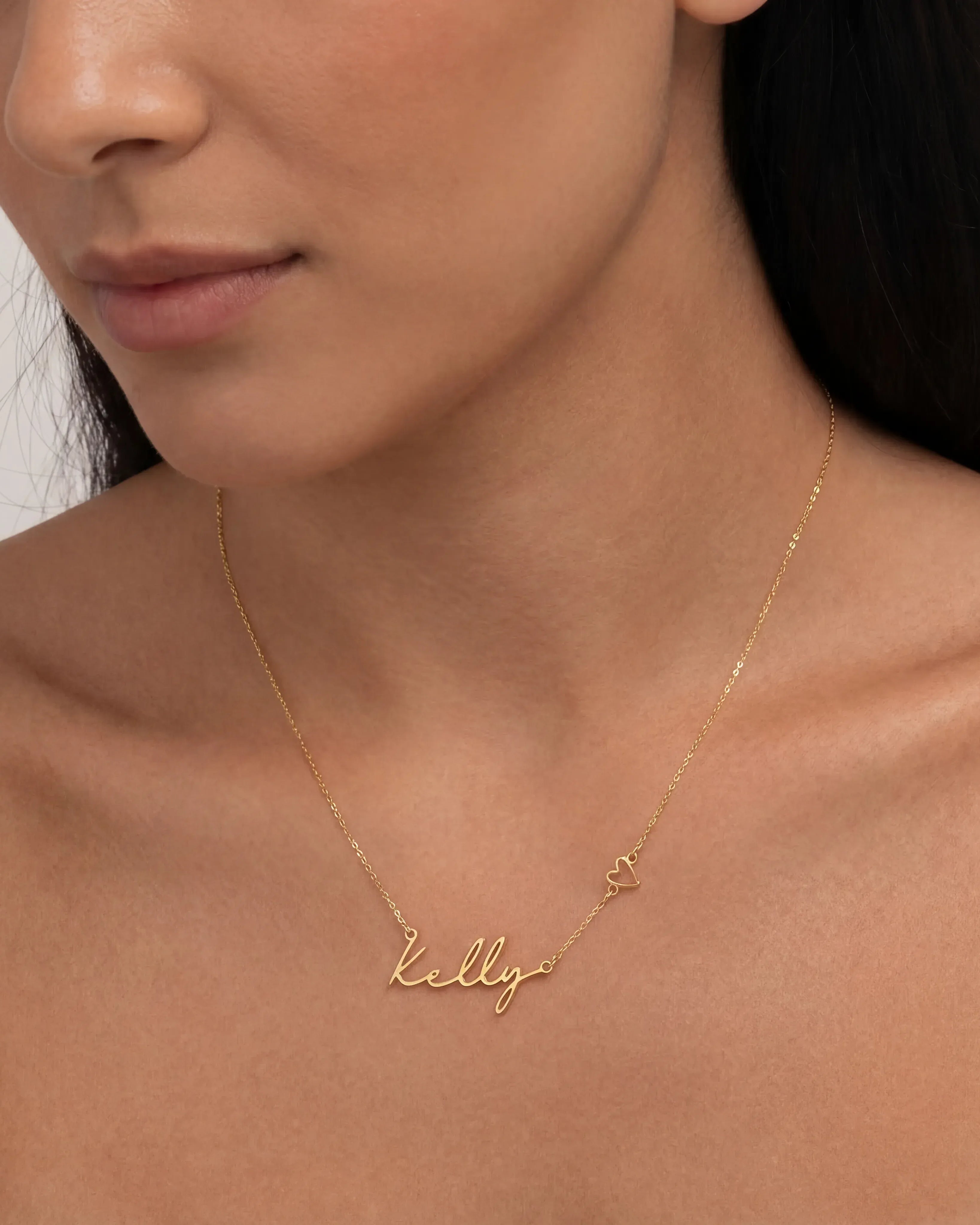 Necklace Personalised Name & Heart Necklace HBD Personalised Name & Heart Necklace – Custom Gold, Silver & Vermeil Jewellery