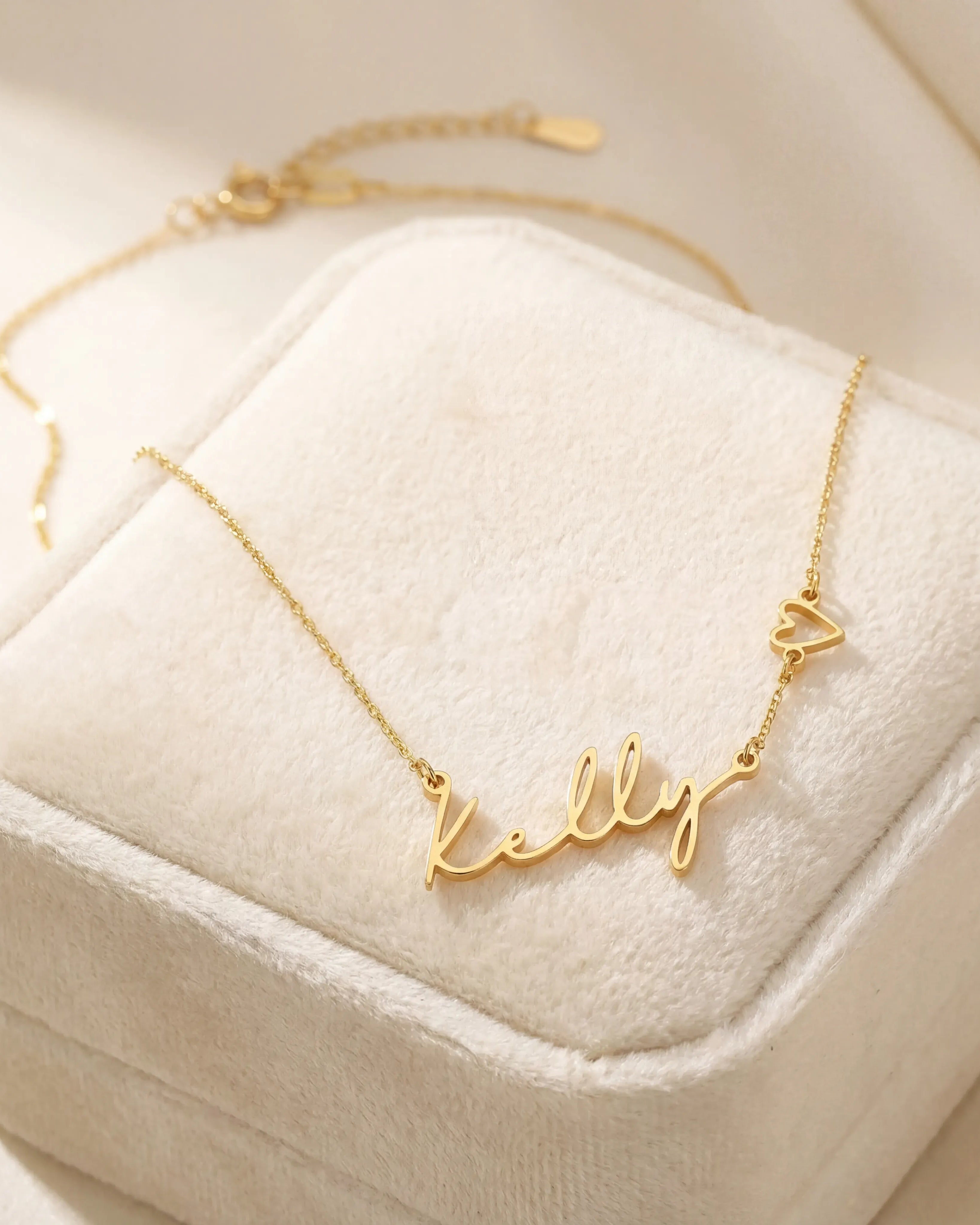 Necklace Personalised Name & Heart Necklace HBD Personalised Name & Heart Necklace – Custom Gold, Silver & Vermeil Jewellery