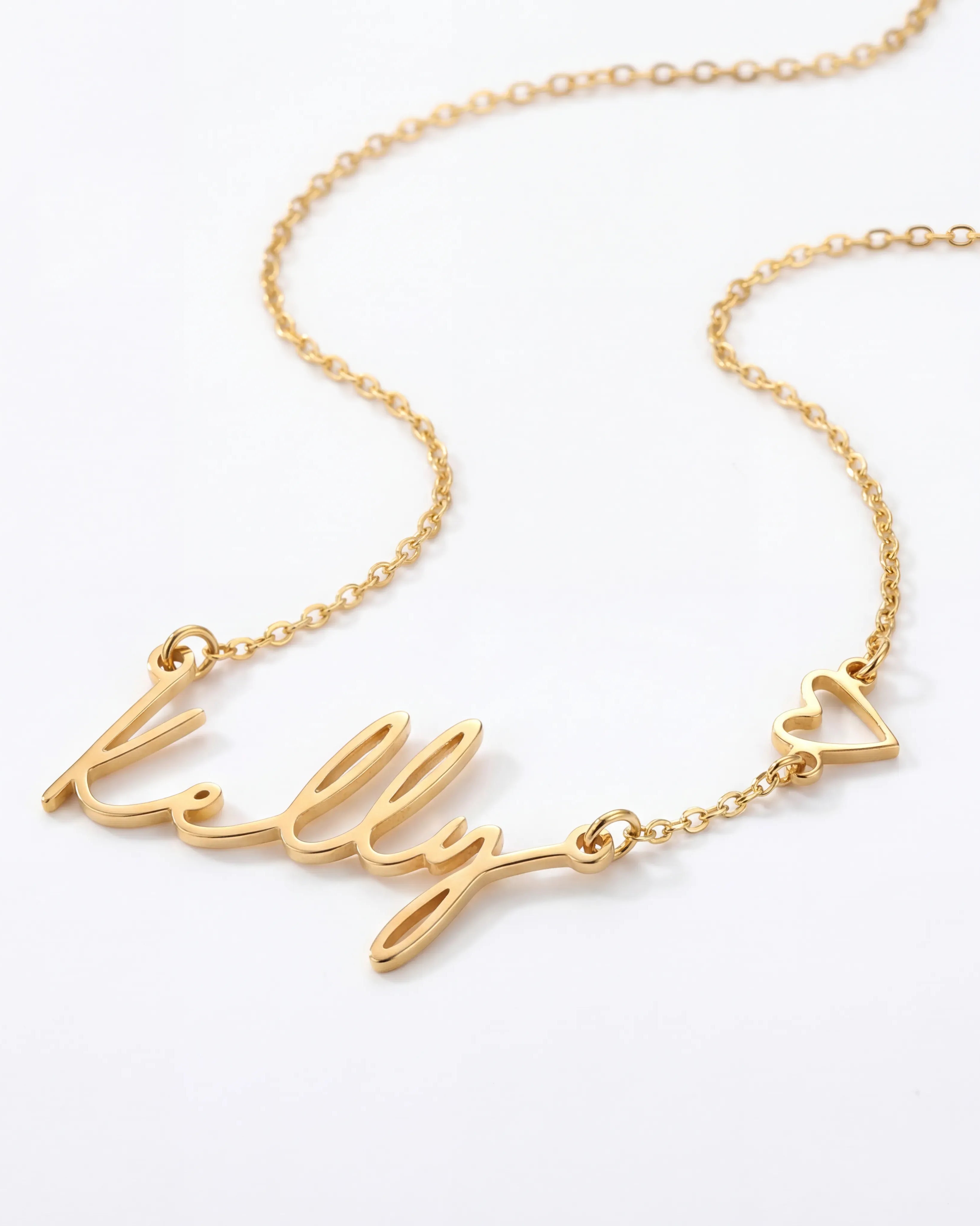 Necklace Personalised Name & Heart Necklace HBD Personalised Name & Heart Necklace – Custom Gold, Silver & Vermeil Jewellery