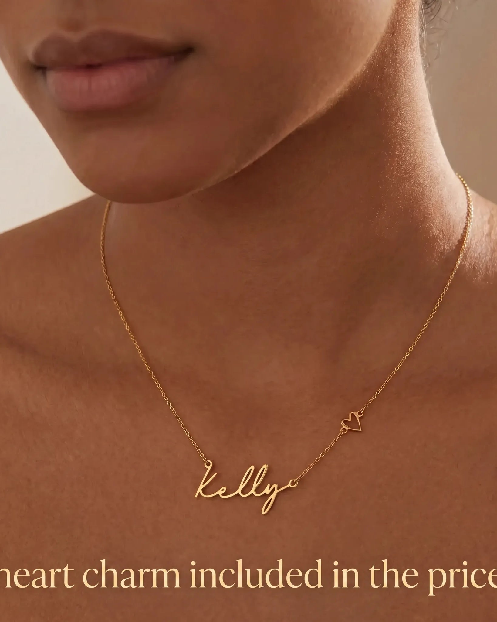Necklace Personalised Name & Heart Necklace HBD Personalised Name & Heart Necklace – Custom Gold, Silver & Vermeil Jewellery