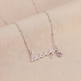 Personalised Name & Birthstone Necklace | HBD Jewellery