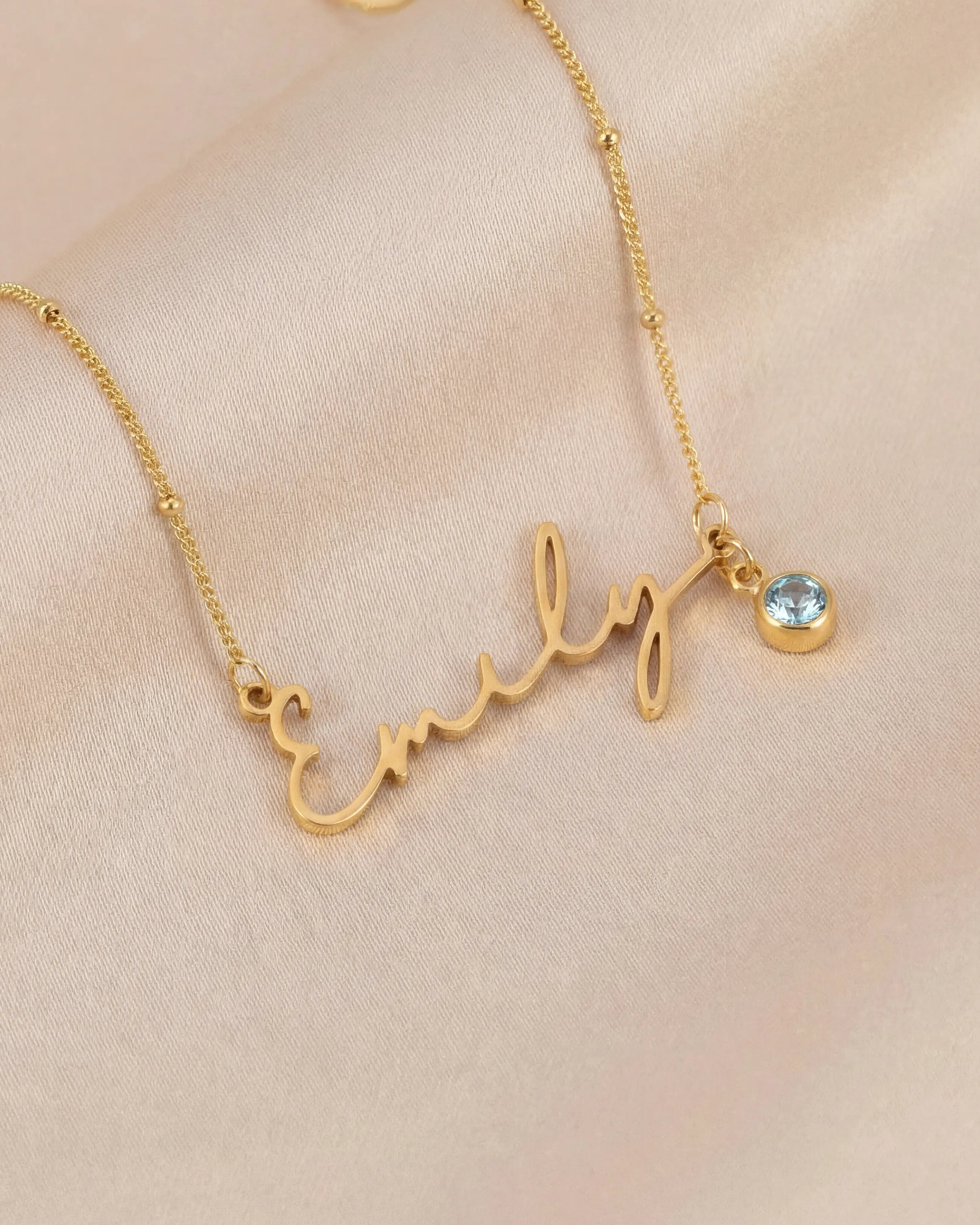 Necklace Personalised Name Necklace & Birthstone HBD Personalised Name Necklace with Birthstone - 18ct Gold, 24ct Gold Vermeil or Silver