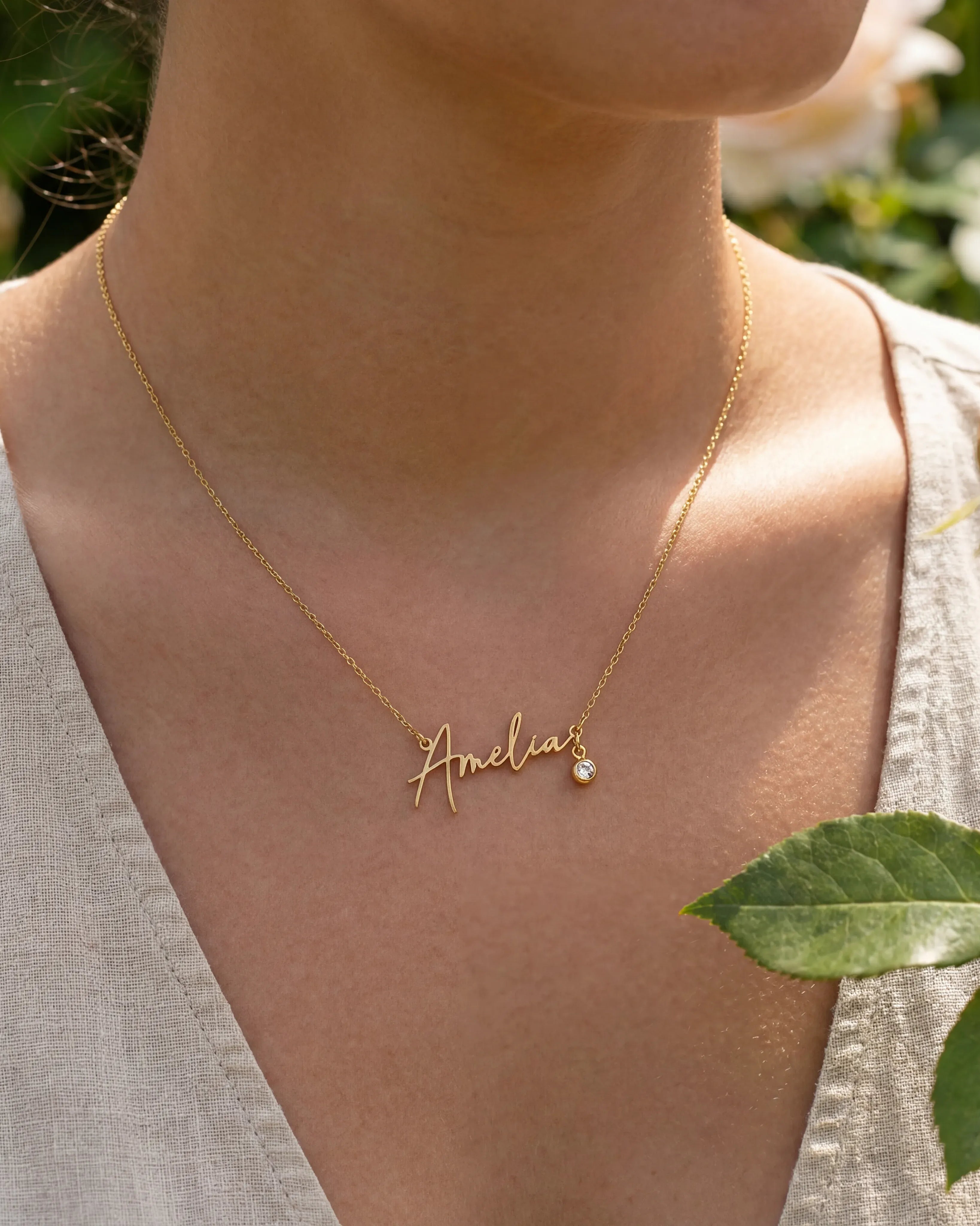 Necklace Personalised Name Necklace & Birthstone HBD Personalised Name Necklace with Birthstone - 18ct Gold, 24ct Gold Vermeil or Silver