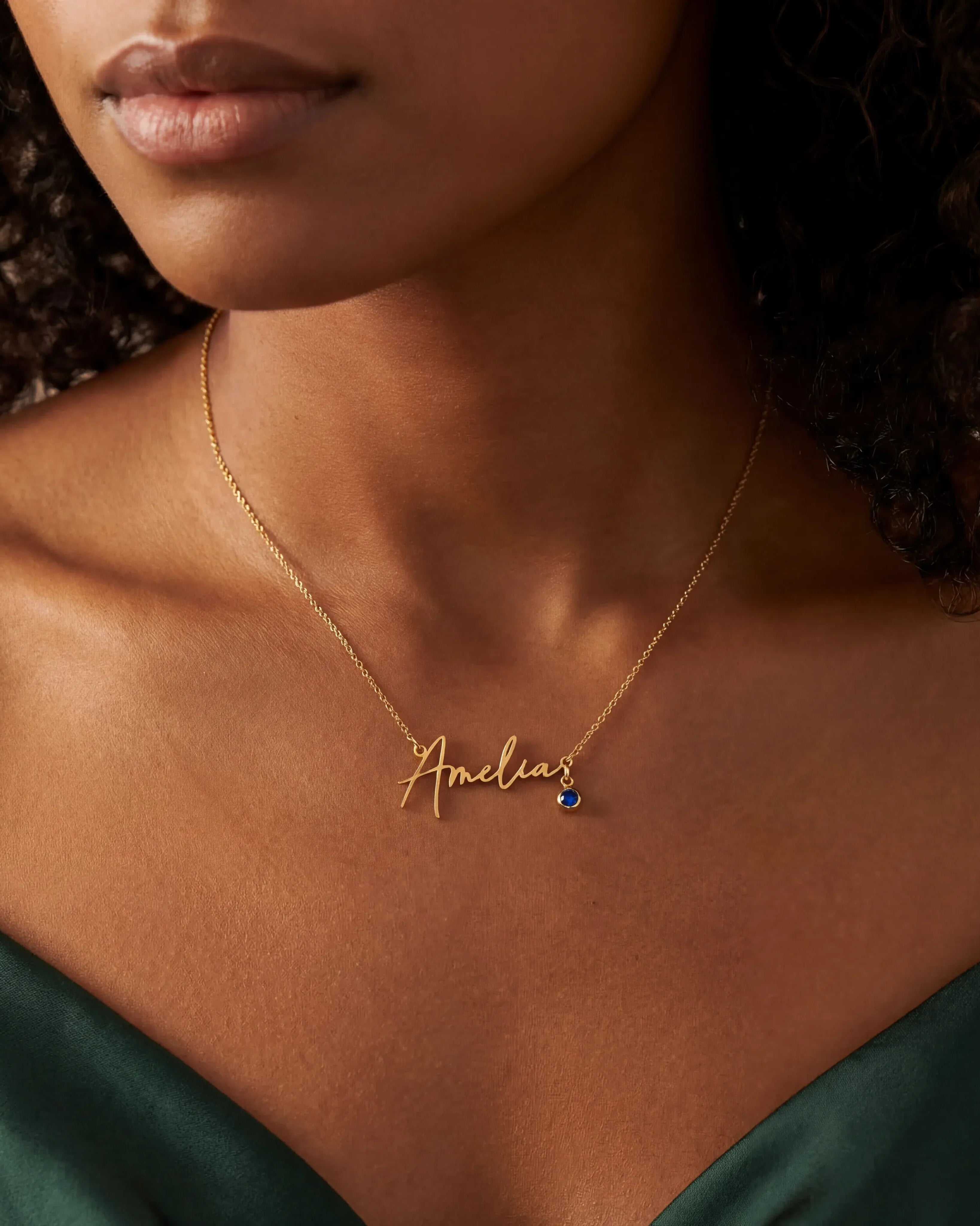 Necklace Personalised Name Necklace & Birthstone HBD Personalised Name Necklace with Birthstone - 18ct Gold, 24ct Gold Vermeil or Silver