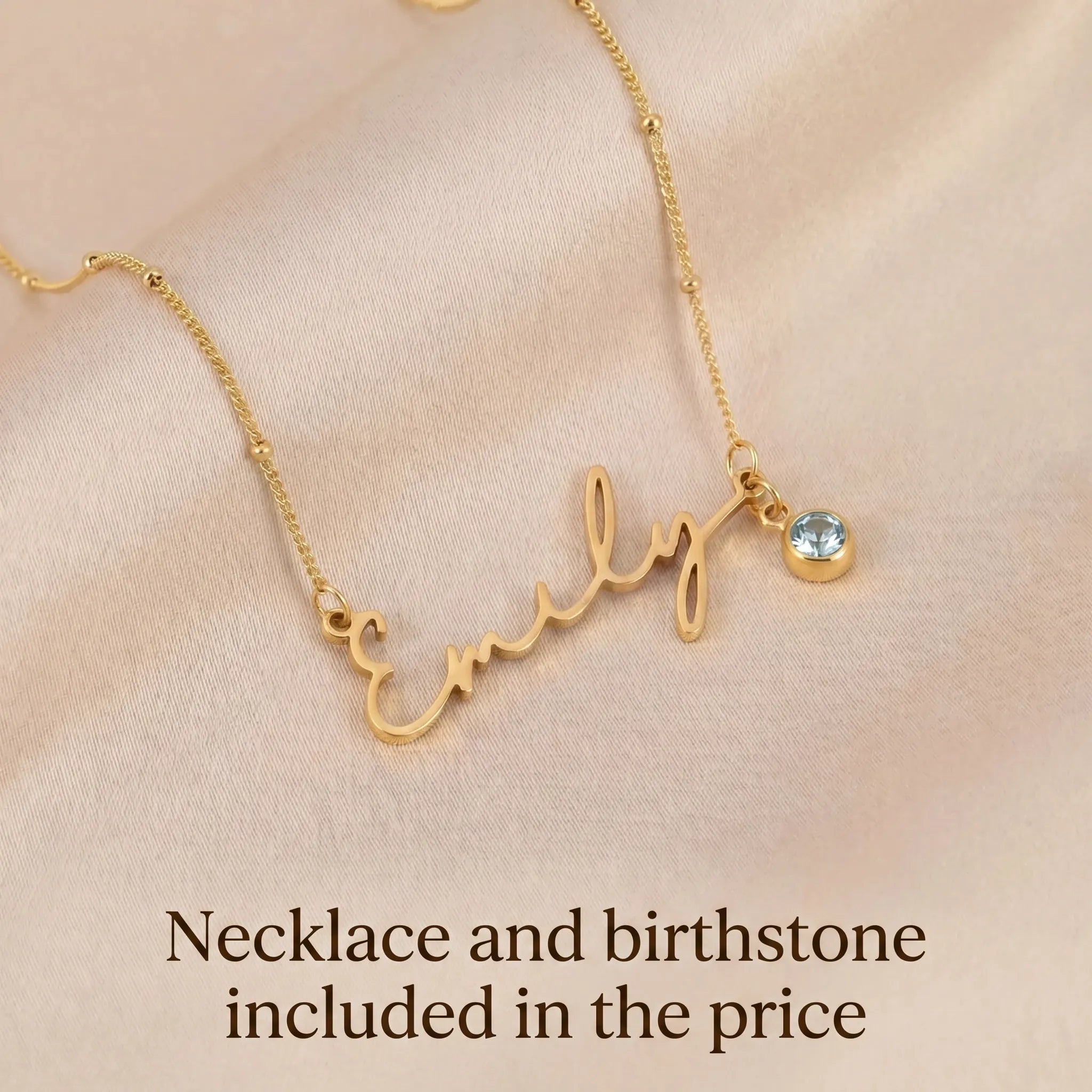 Necklace Personalised Name Necklace & Birthstone HBD Personalised Name Necklace with Birthstone - 18ct Gold, 24ct Gold Vermeil or Silver