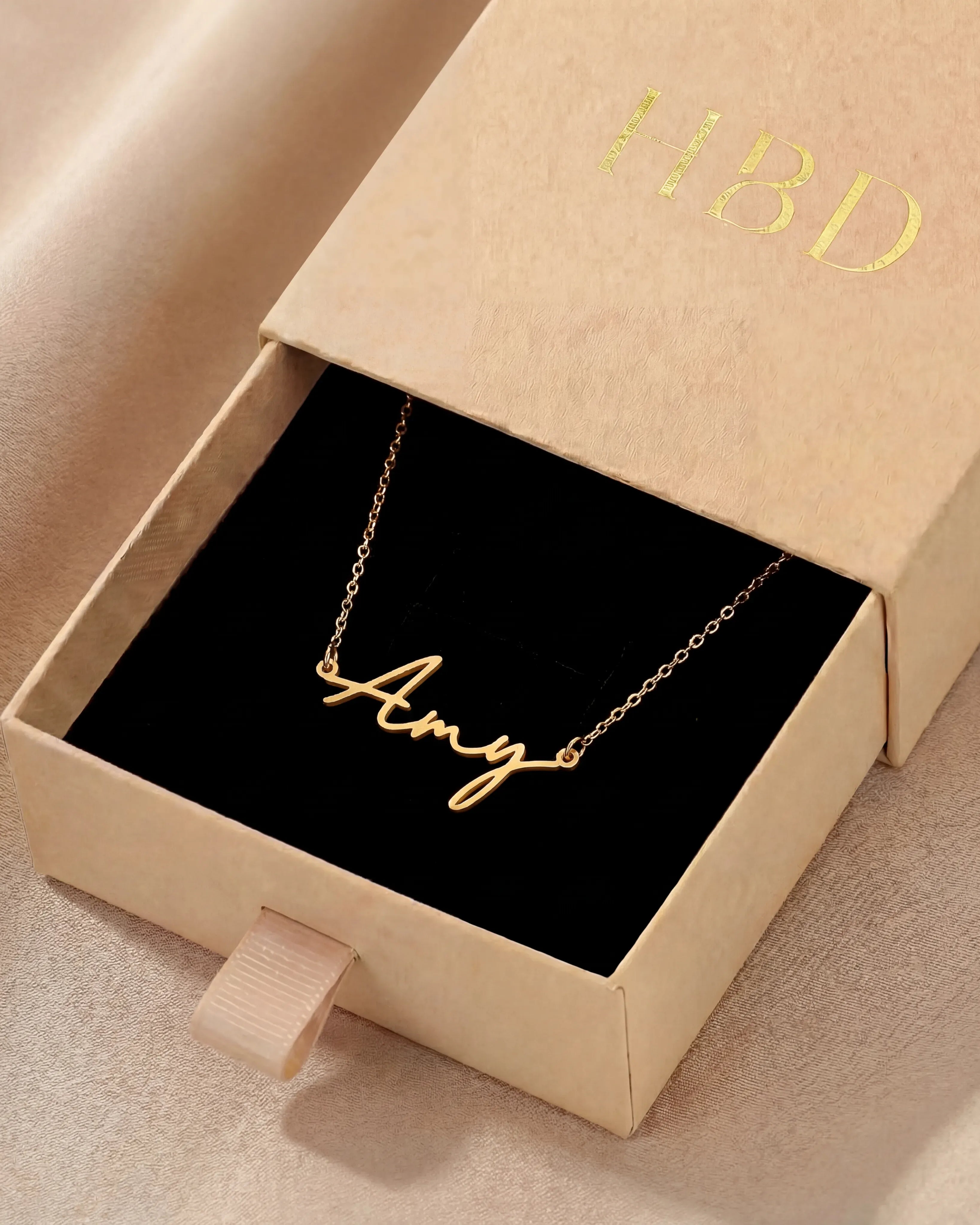 Necklace Personalised Name Necklace HBD Personalised Name Necklace in Gold, Silver or Vermeil - Custom Name Necklace