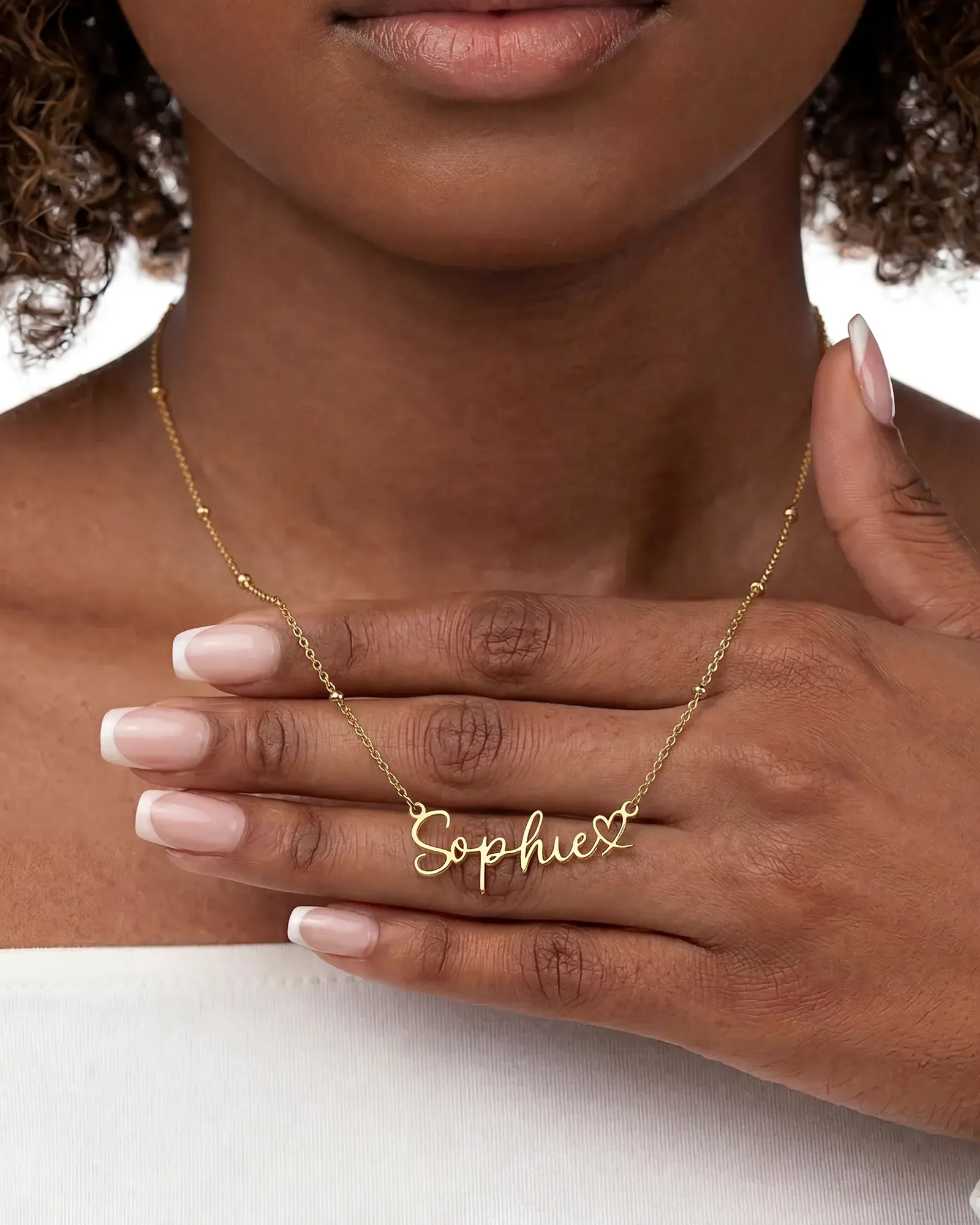 Necklace Personalised Name With Joined Heart Necklace HBD Custom Name & Heart Necklace - Gold, Silver, Sterling Silver & Vermeil