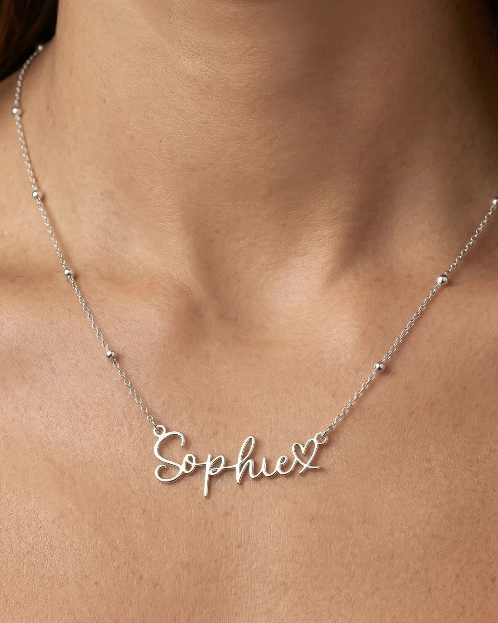 Necklace Personalised Name With Joined Heart Necklace HBD Custom Name & Heart Necklace - Gold, Silver, Sterling Silver & Vermeil