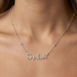Custom Name & Heart Necklace - Gold, Silver, Sterling Silver & Vermeil