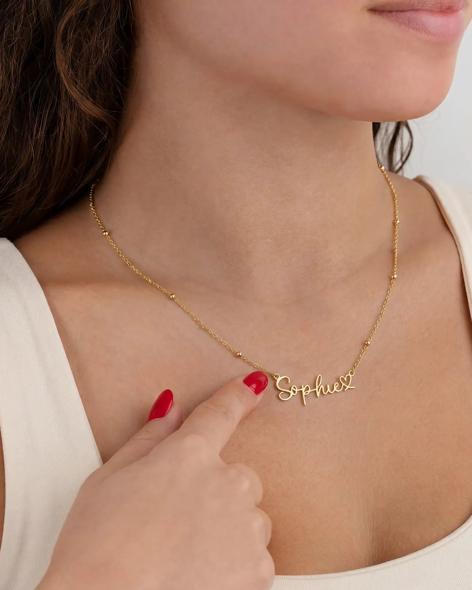 Necklace Personalised Name With Joined Heart Necklace HBD Custom Name & Heart Necklace - Gold, Silver, Sterling Silver & Vermeil