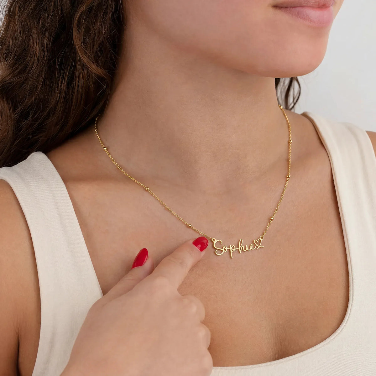 Custom Name & Heart Necklace - Gold, Silver, Sterling Silver & Vermeil