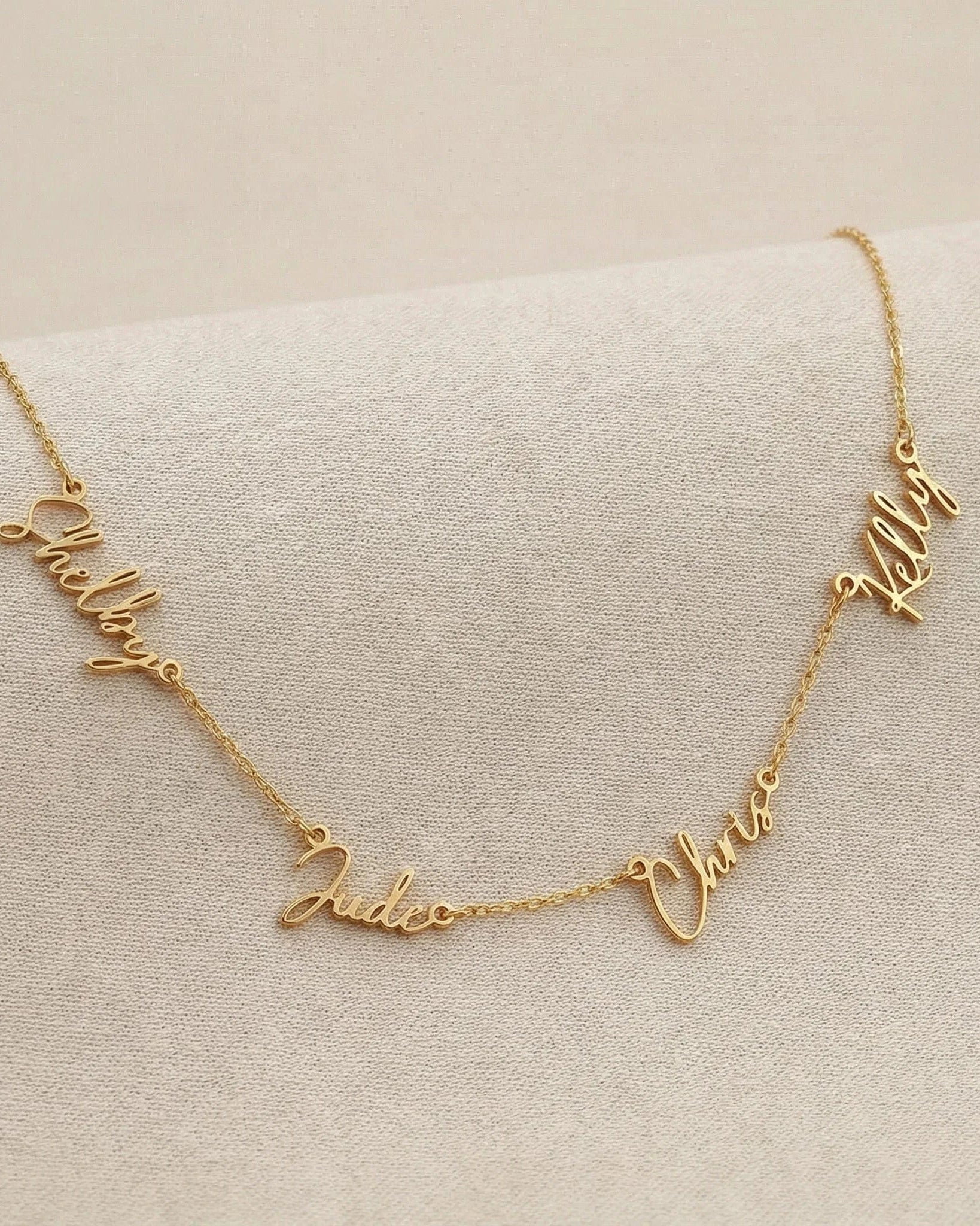 Necklace Personalised Quadruple Name Necklace HBD Personalised Quadruple Name Necklace - 4 Name Multiple Signature Necklace