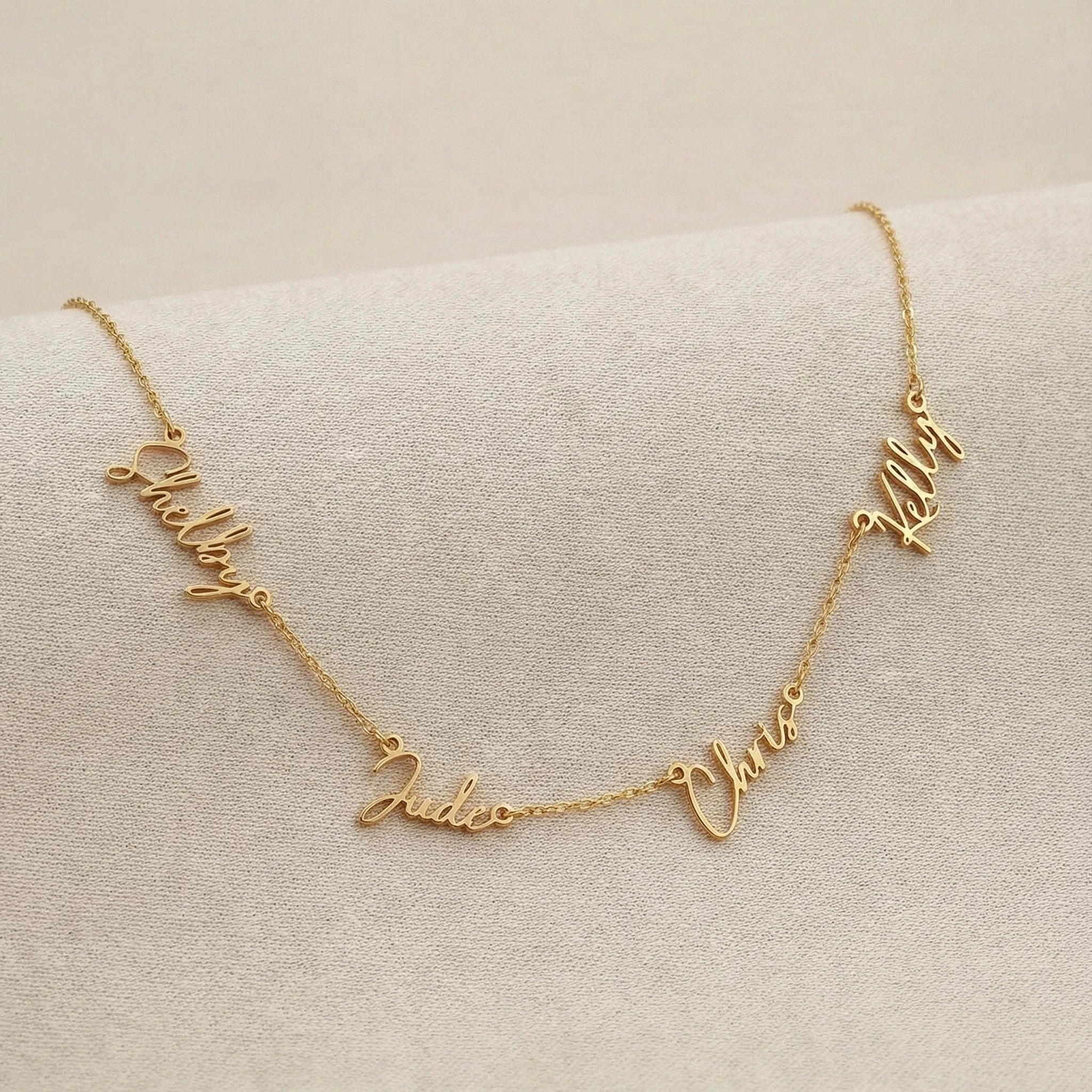 Necklace Personalised Quadruple Name Necklace HBD Personalised Quadruple Name Necklace - 4 Name Multiple Signature Necklace