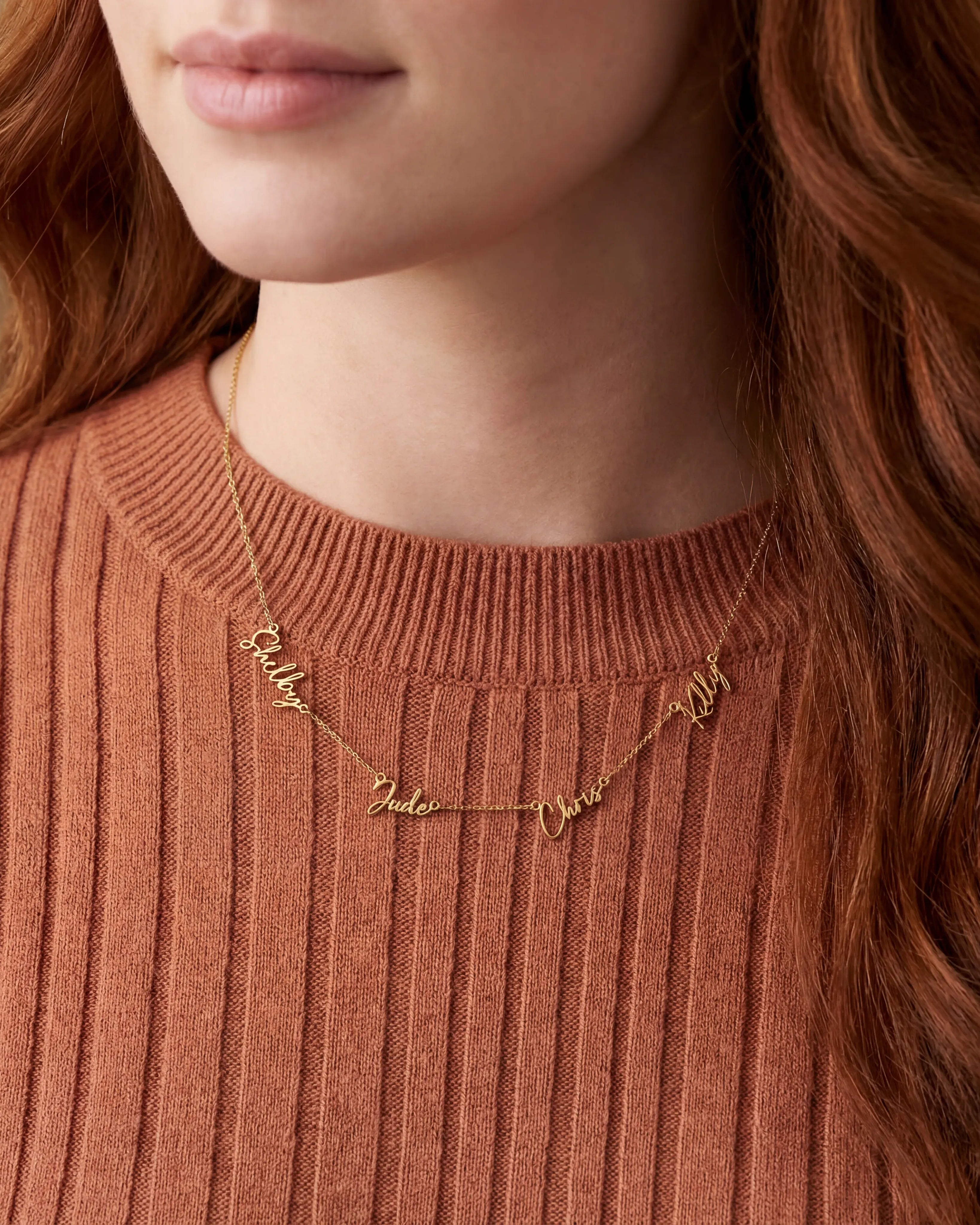 Necklace Personalised Quadruple Name Necklace HBD Personalised Quadruple Name Necklace - 4 Name Multiple Signature Necklace