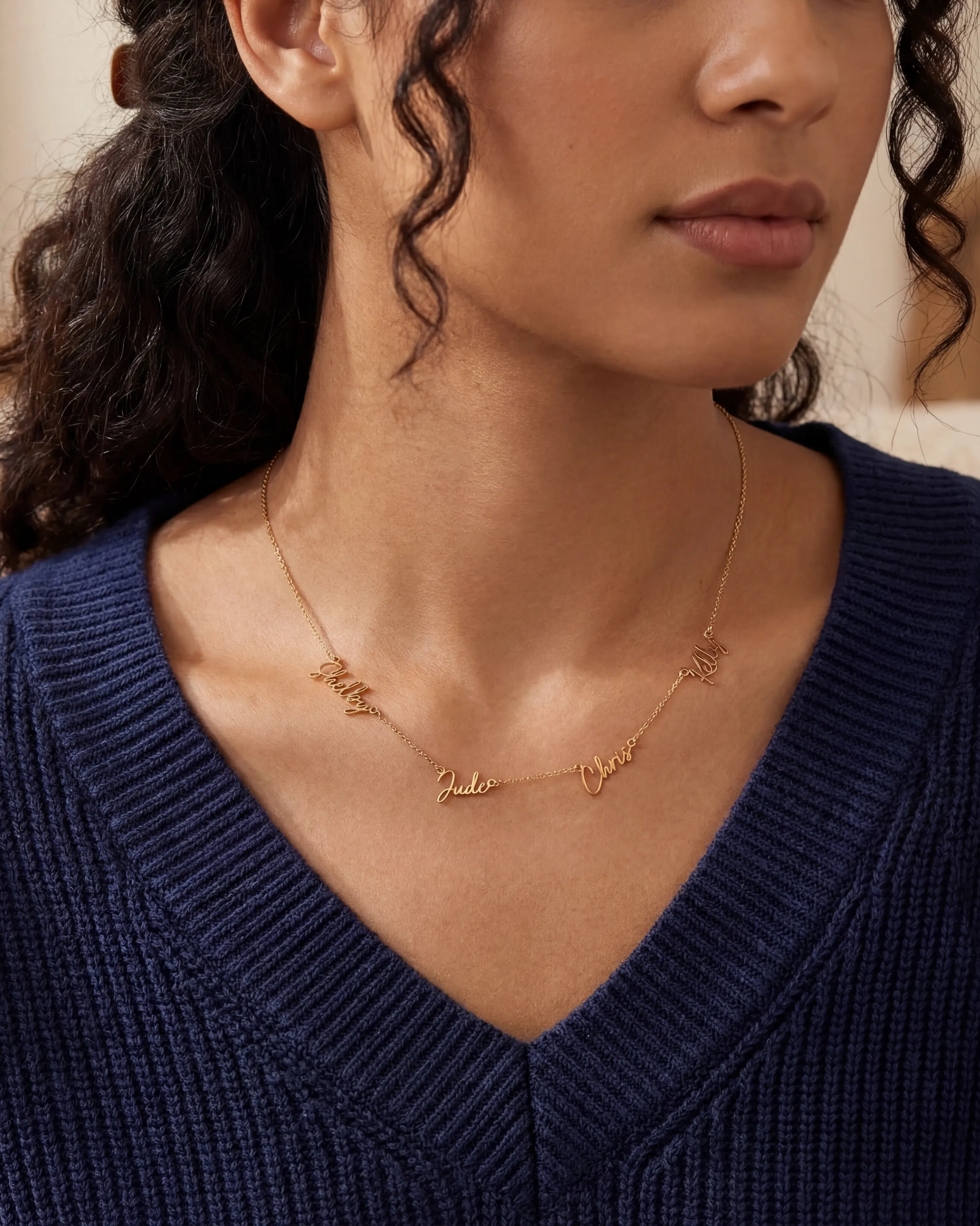 Necklace Personalised Quadruple Name Necklace HBD Personalised Quadruple Name Necklace - 4 Name Multiple Signature Necklace