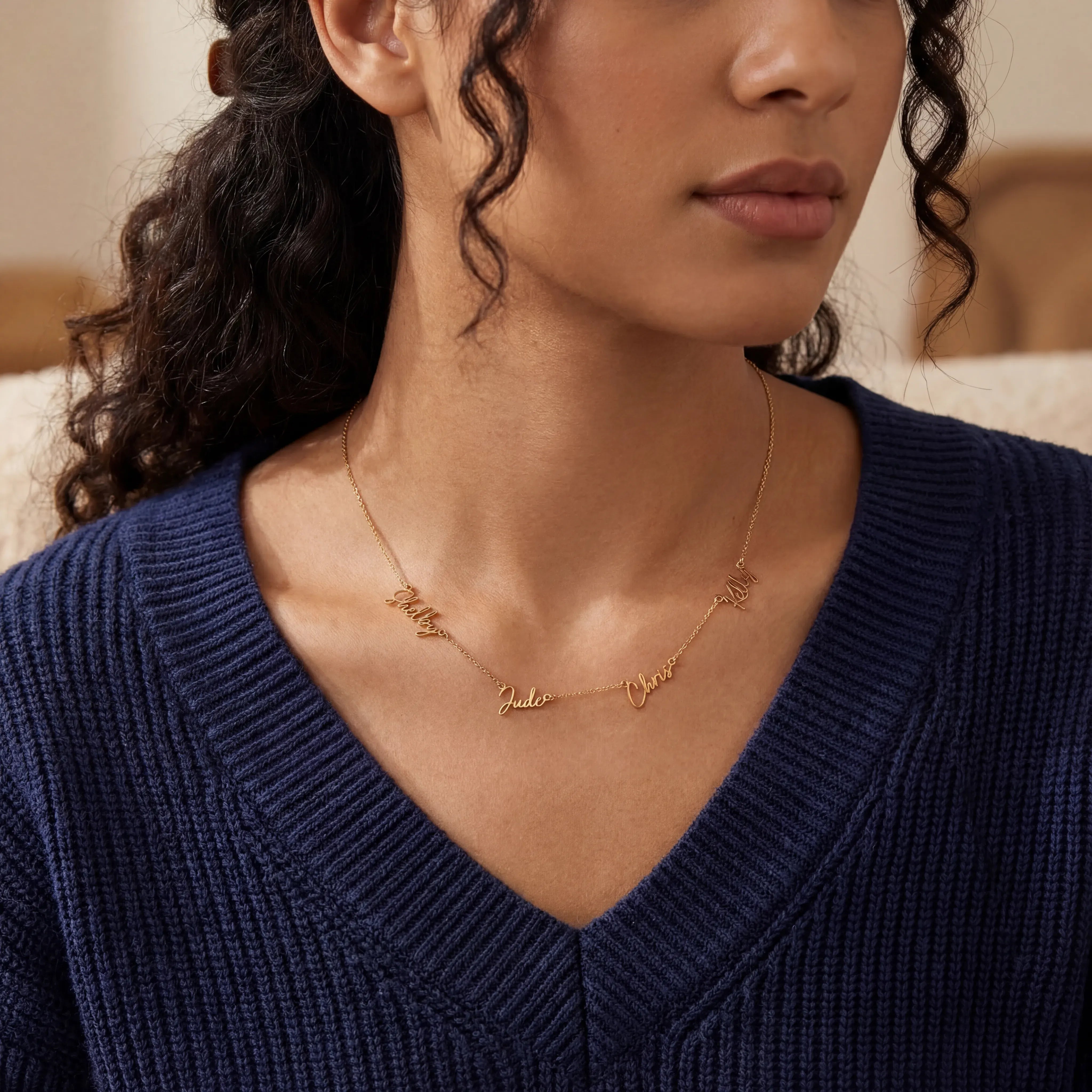 Necklace Personalised Quadruple Name Necklace HBD Personalised Quadruple Name Necklace - 4 Name Multiple Signature Necklace