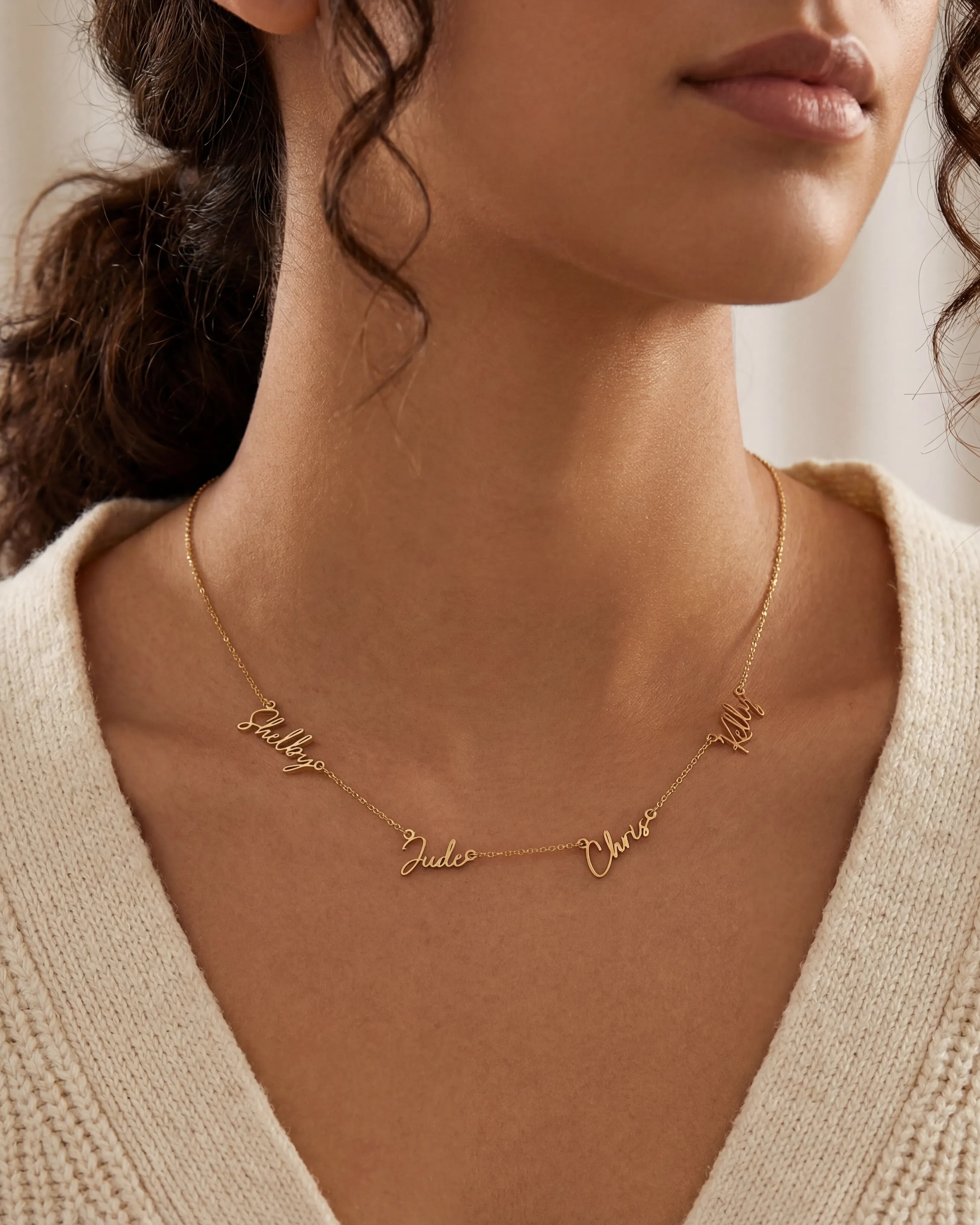 Necklace Personalised Quadruple Name Necklace HBD Personalised Quadruple Name Necklace - 4 Name Multiple Signature Necklace