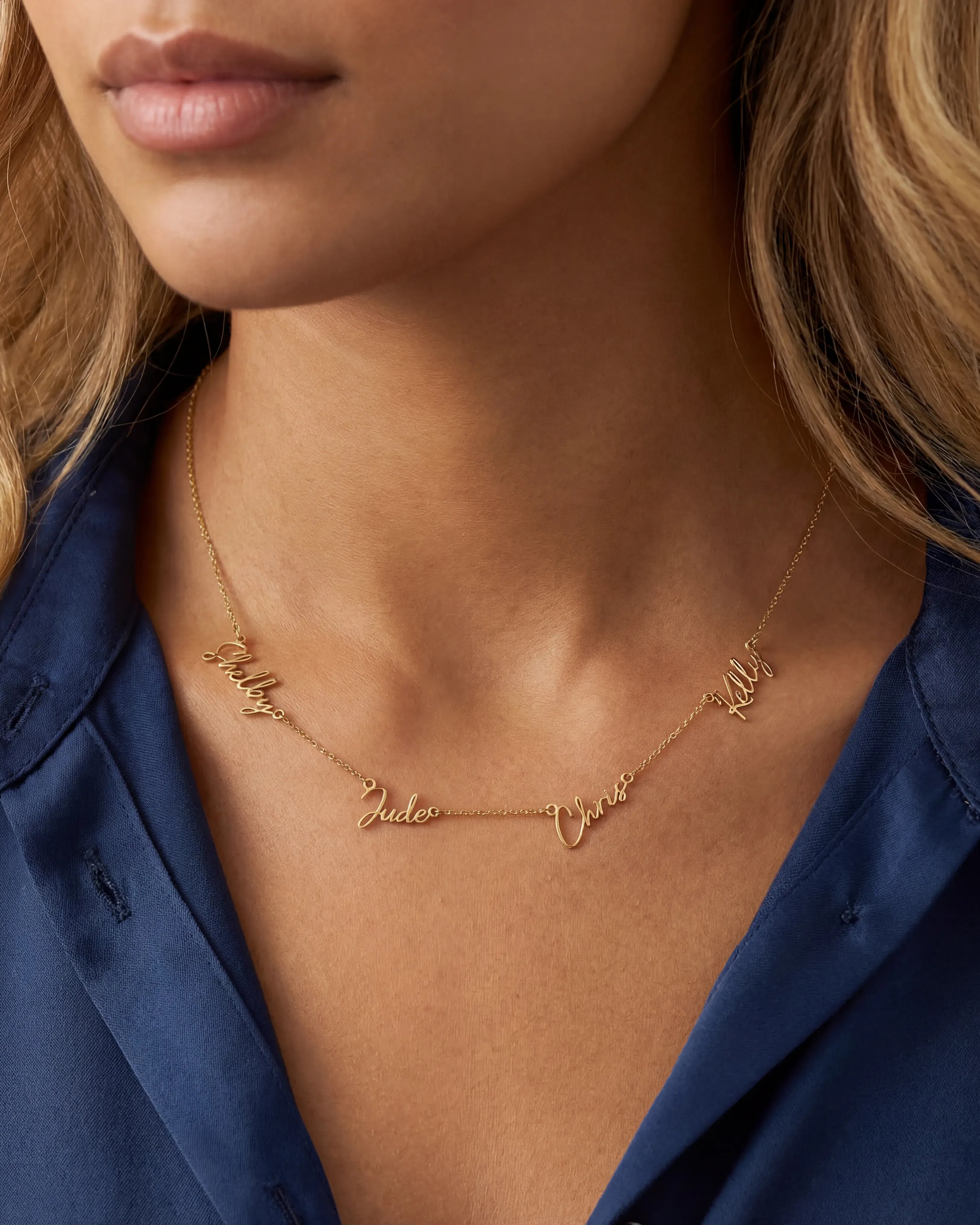 Necklace Personalised Quadruple Name Necklace HBD Personalised Quadruple Name Necklace - 4 Name Multiple Signature Necklace