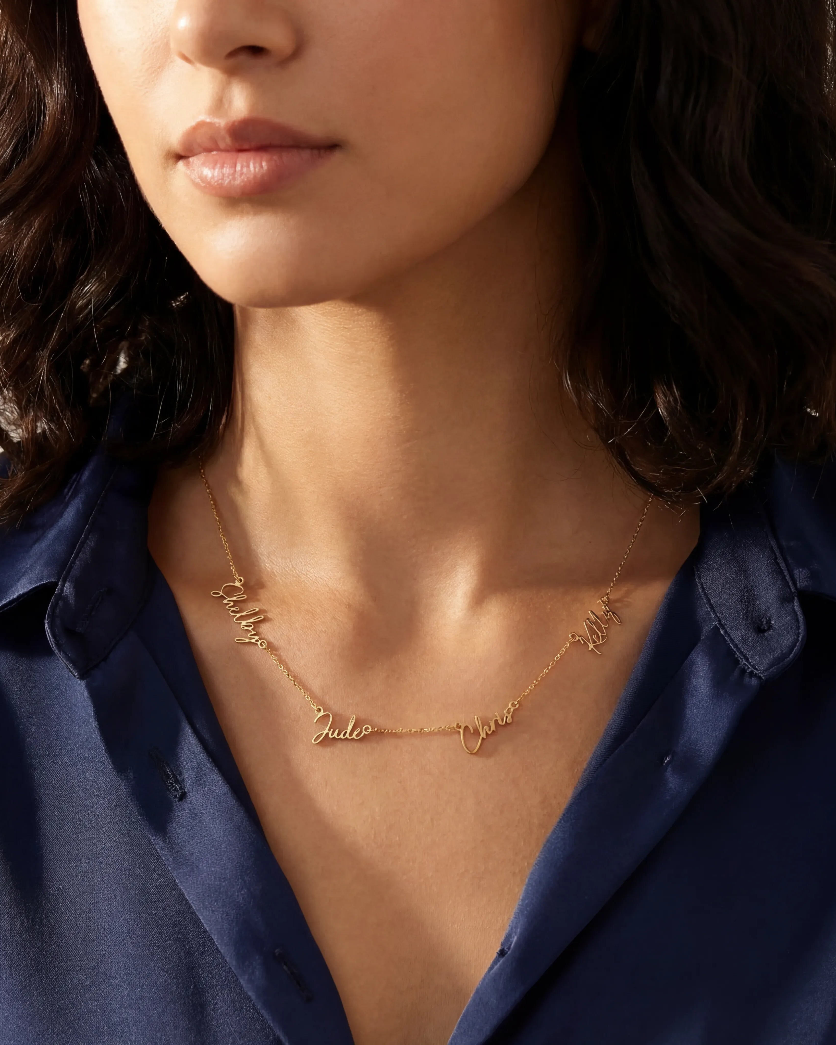 Necklace Personalised Quadruple Name Necklace HBD Personalised Quadruple Name Necklace - 4 Name Multiple Signature Necklace