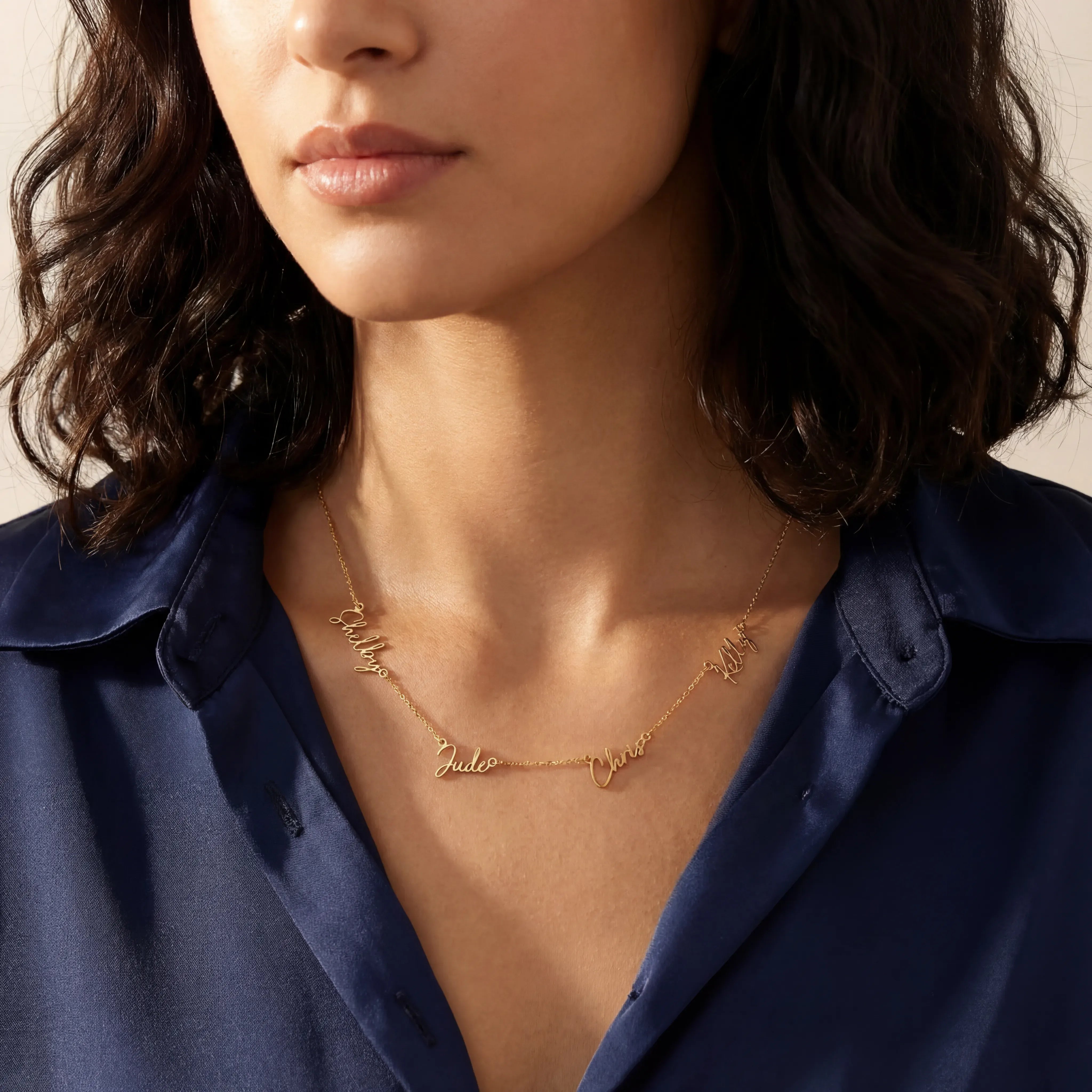 Necklace Personalised Quadruple Name Necklace HBD Personalised Quadruple Name Necklace - 4 Name Multiple Signature Necklace