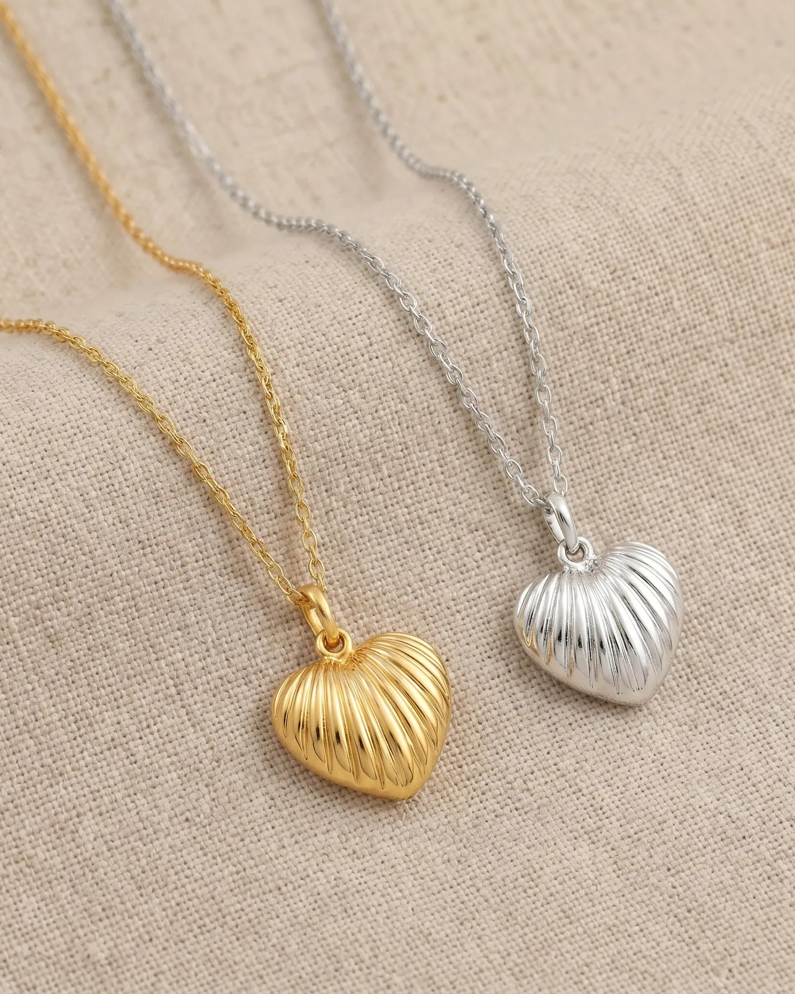 Necklace Ribbed Heart Necklace HBD Ribbed Heart Necklace